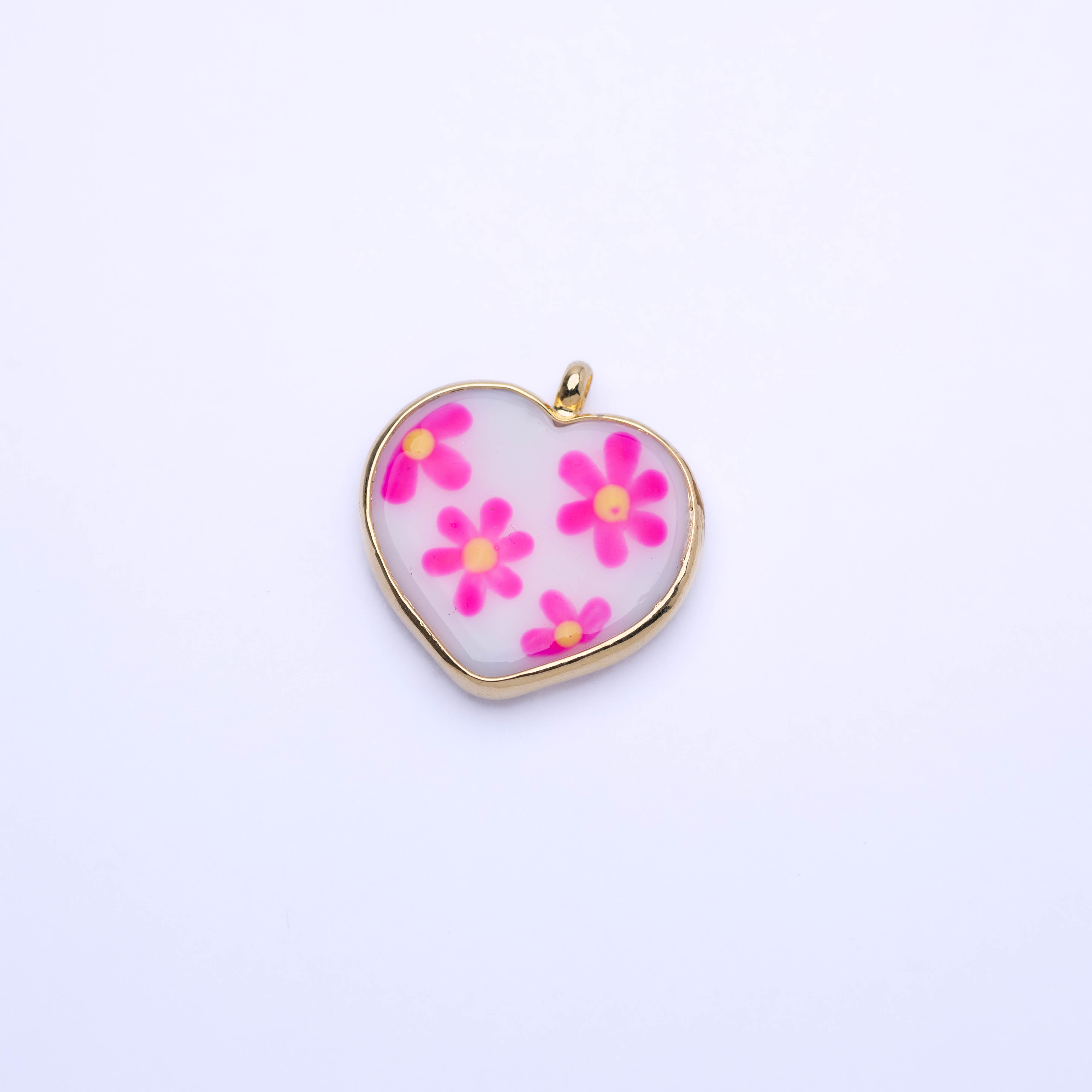 21203 Heart Bizel Flower Fucsia 25MM