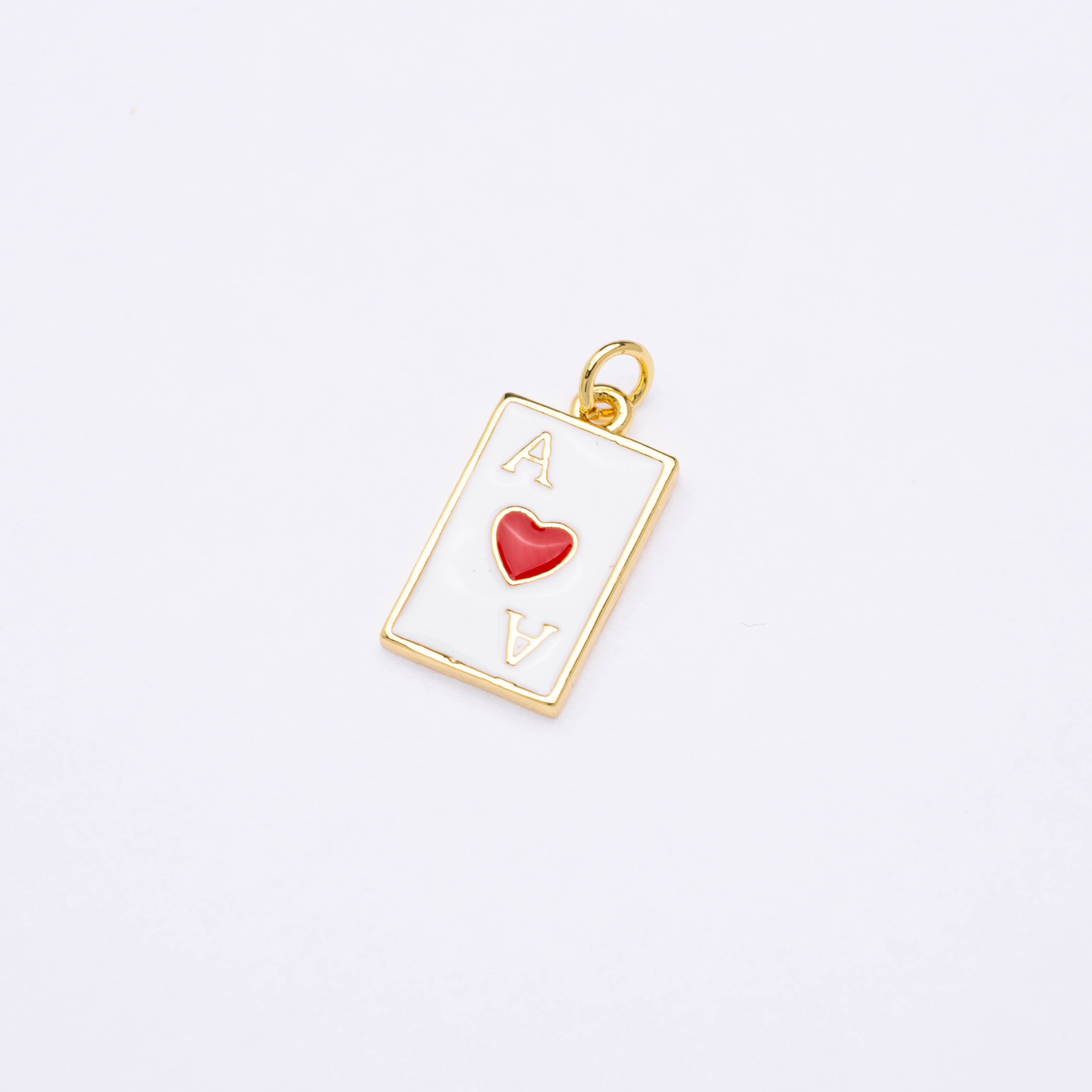 20693 Ace of Hearts Charm with White and Red Enamel