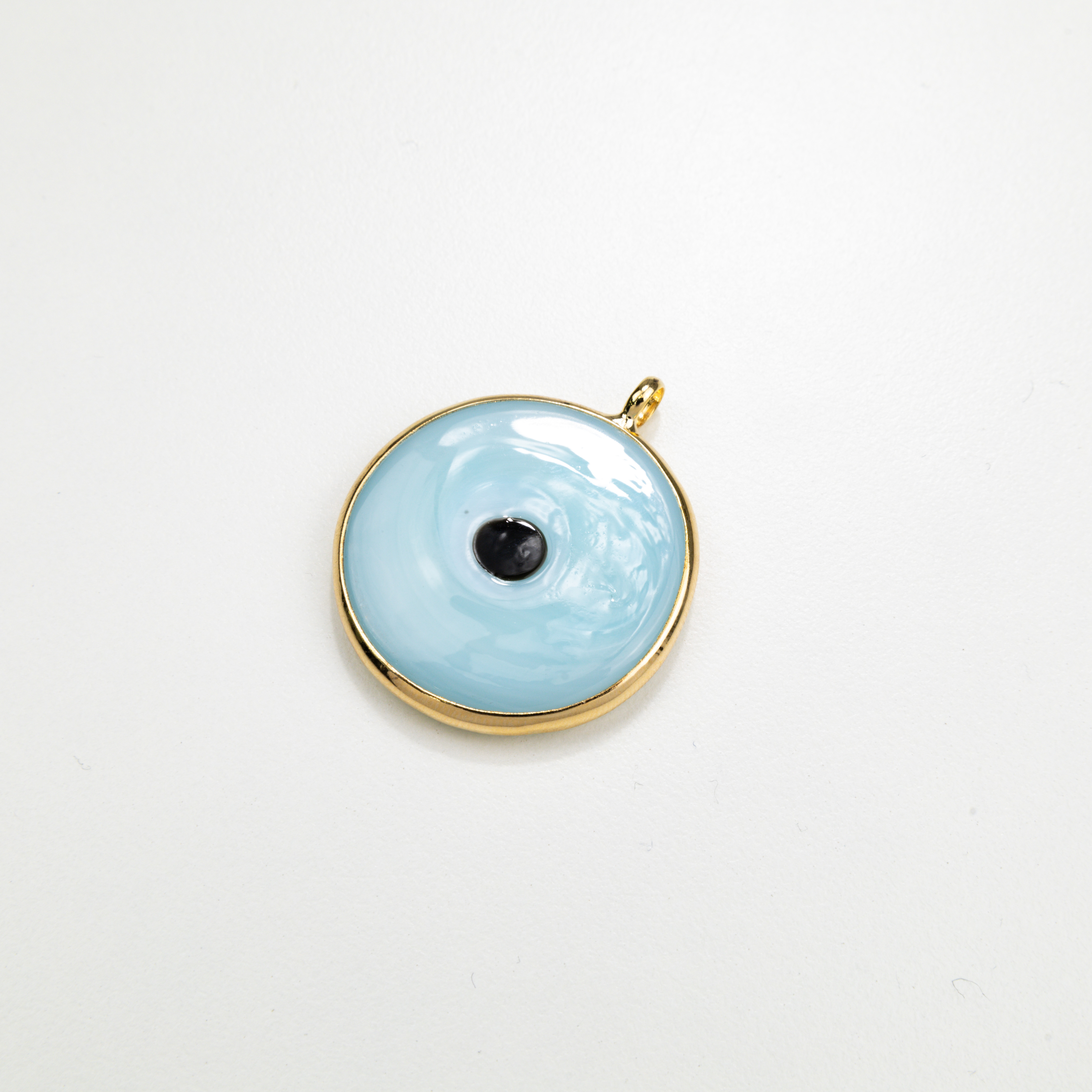 16114 Eye Round Bizel Light Blue Pendant 30mm