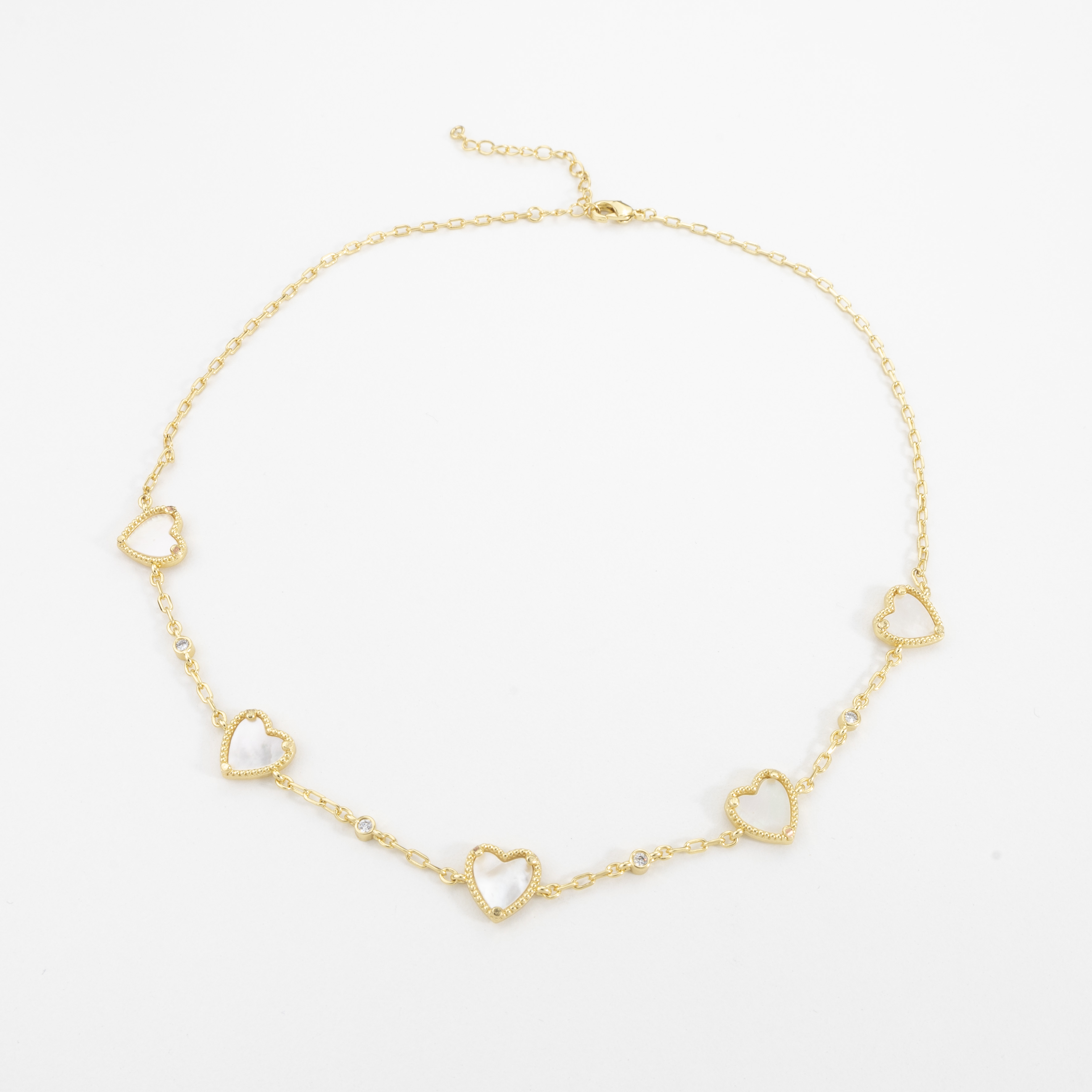 18566 Gold Plated Heart Shell Chain Necklace 16"