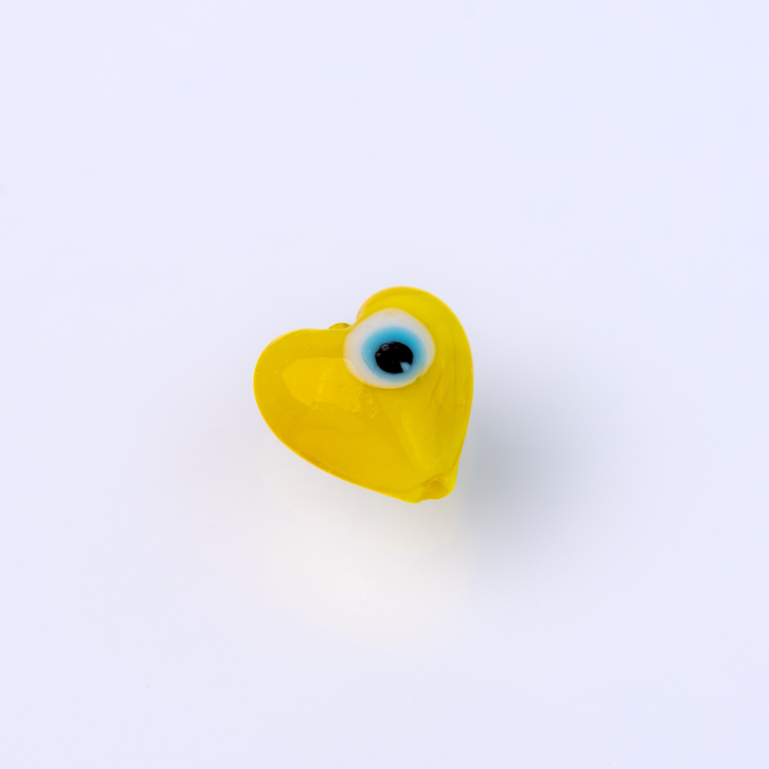 20331 Yellow Heart With Evil Eye Murano Spacer