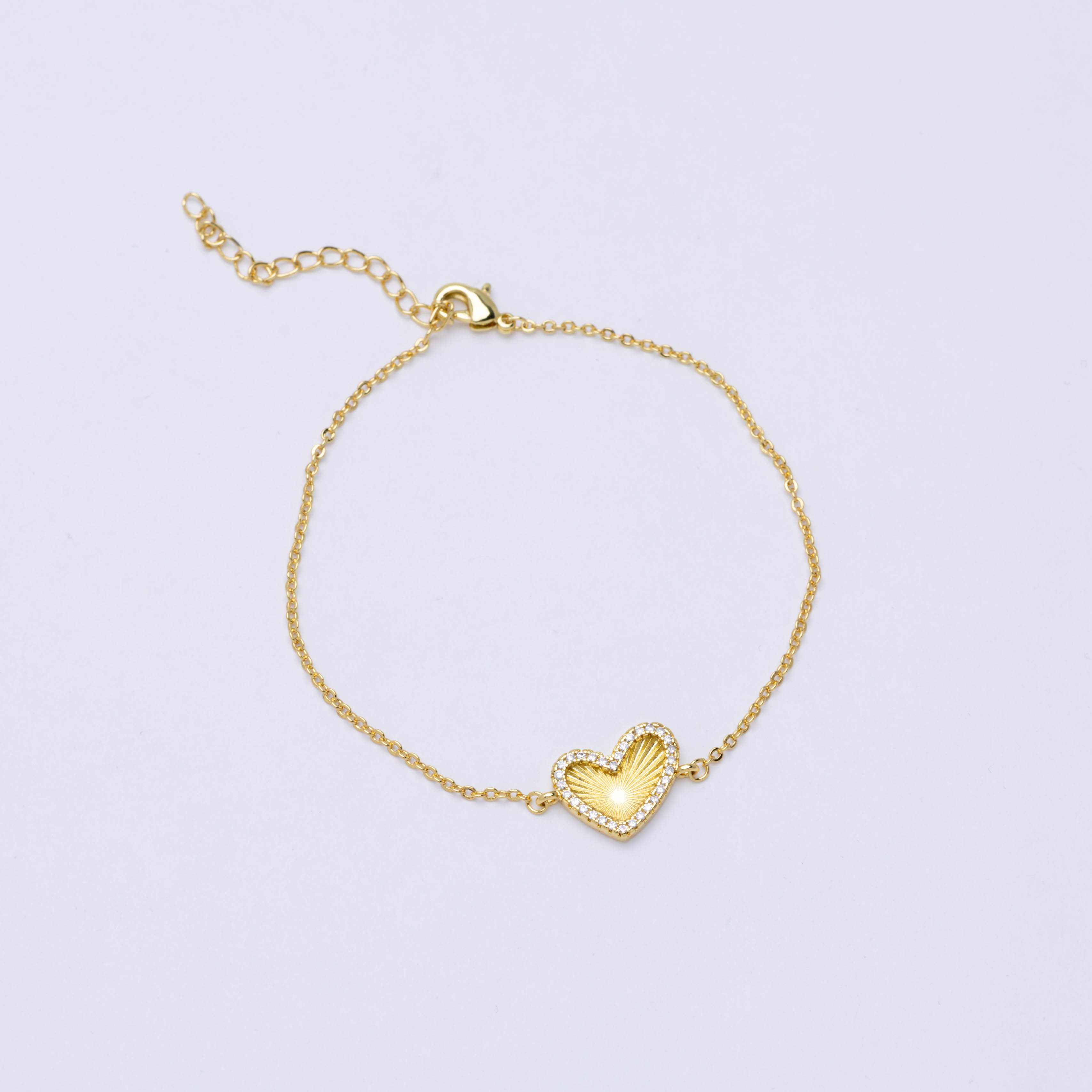 20677 Gold Heart Bracelet with Crystals