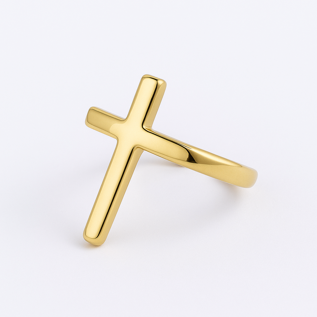 21051 Adjustable Gold Cross Ring