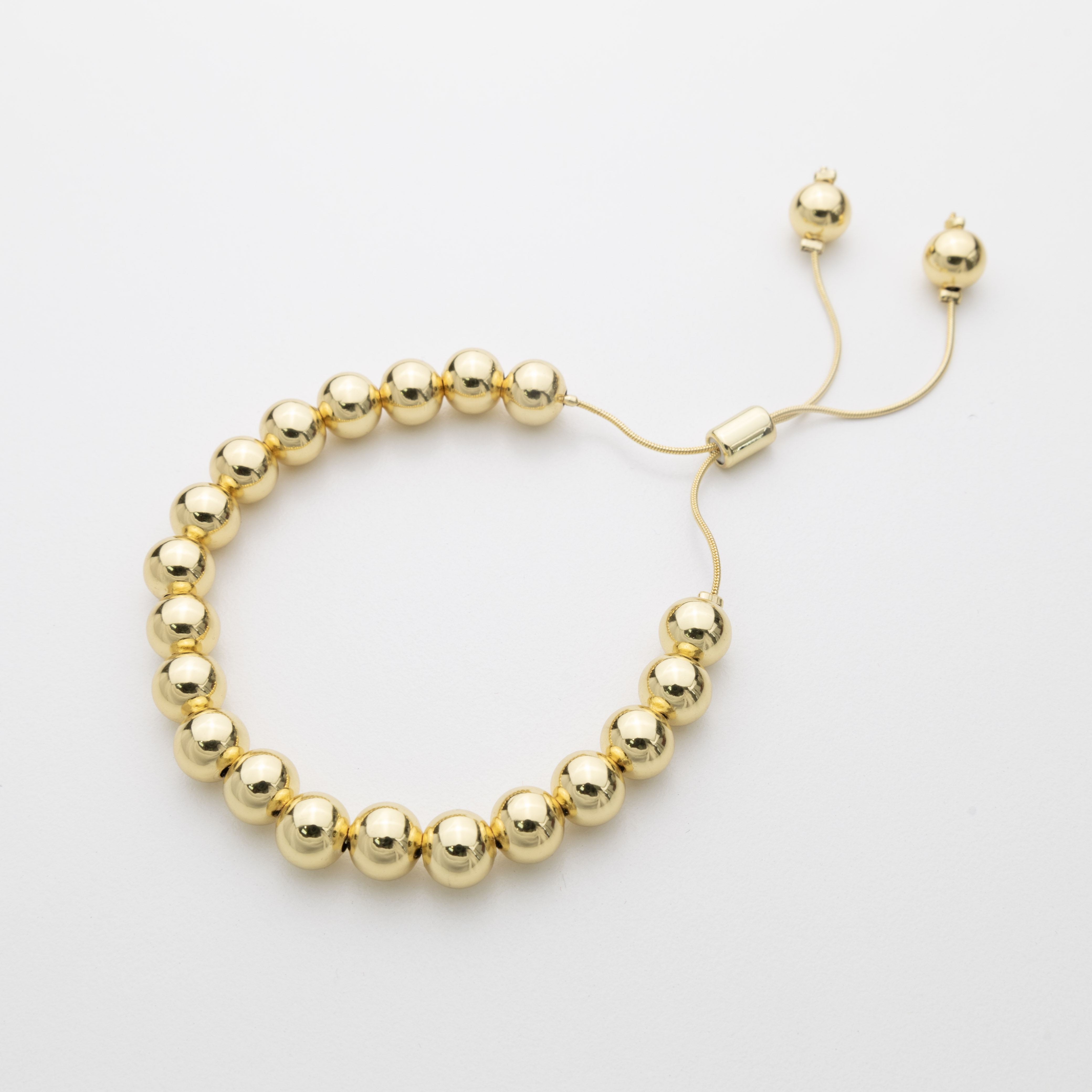 18679 8mm Gold Beaded Bracelet Adjustable