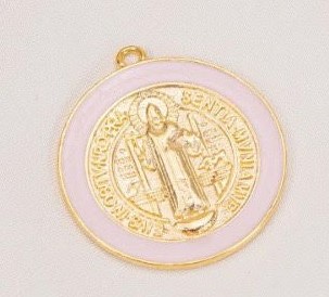 12493 Baby Pink Enamel San Benedict Pendant