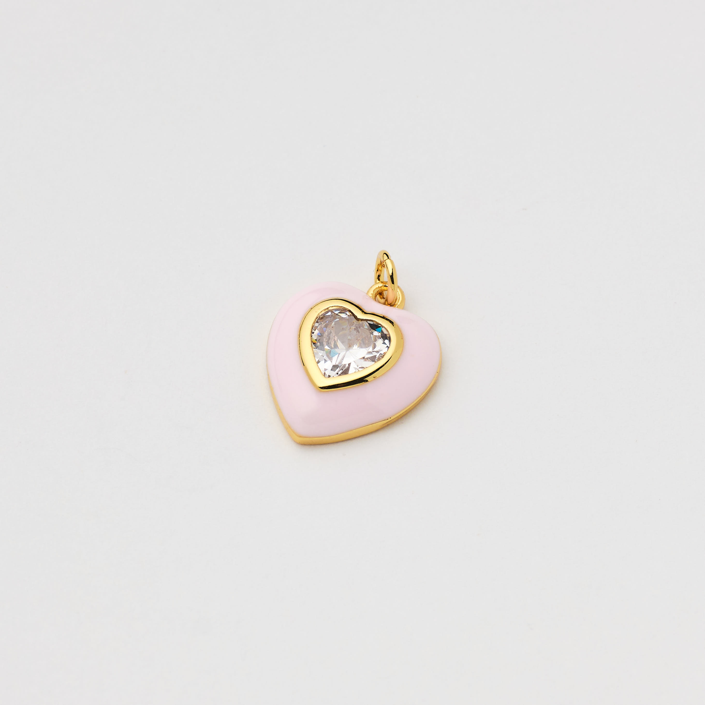 15306 17mm Baby Pink Heart with Crystal Charm