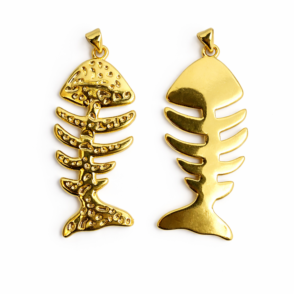 21880 Double-Sided Gold Fishbone Pendant