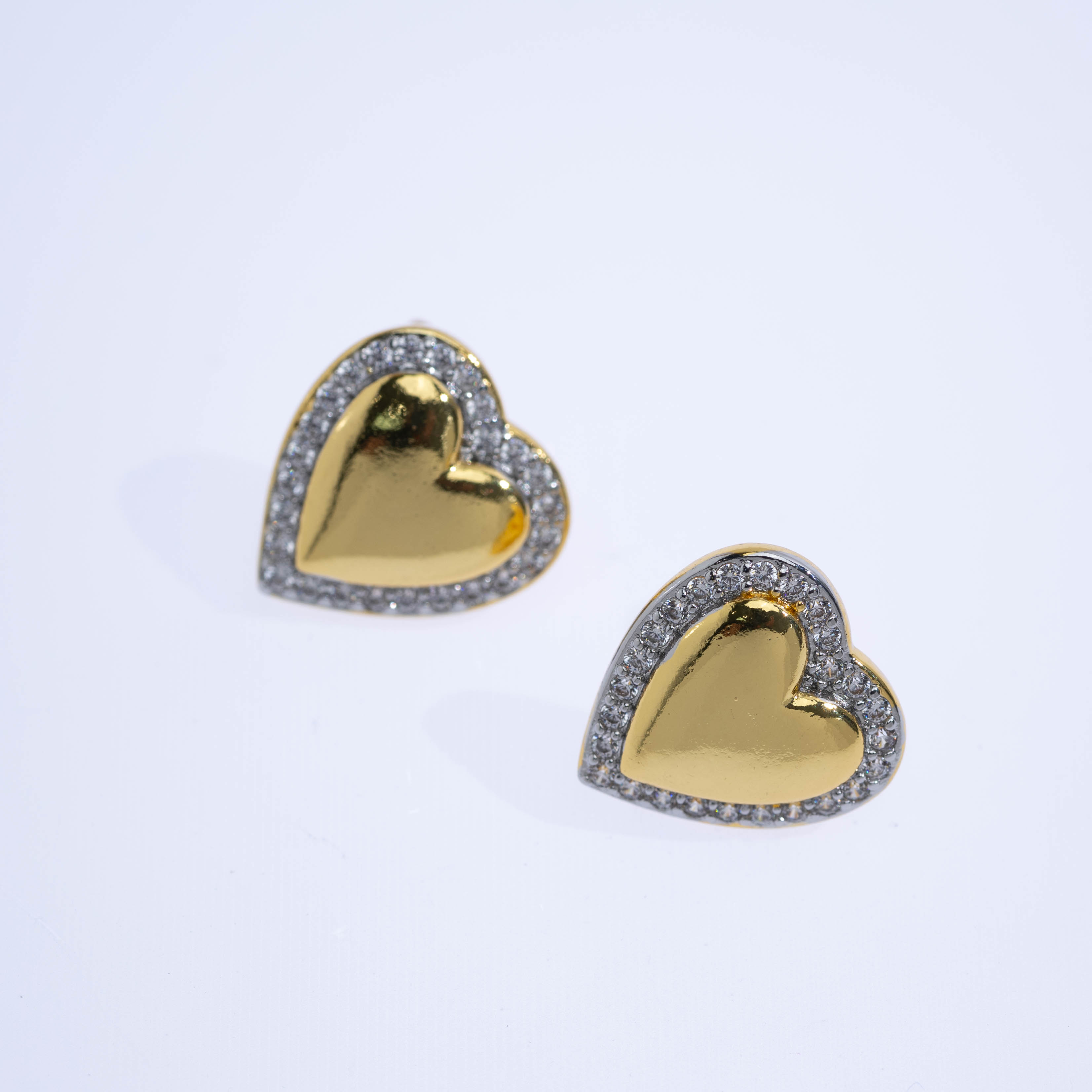 20709 Pendientes de Corazón Dorados y Plateados con Cristales