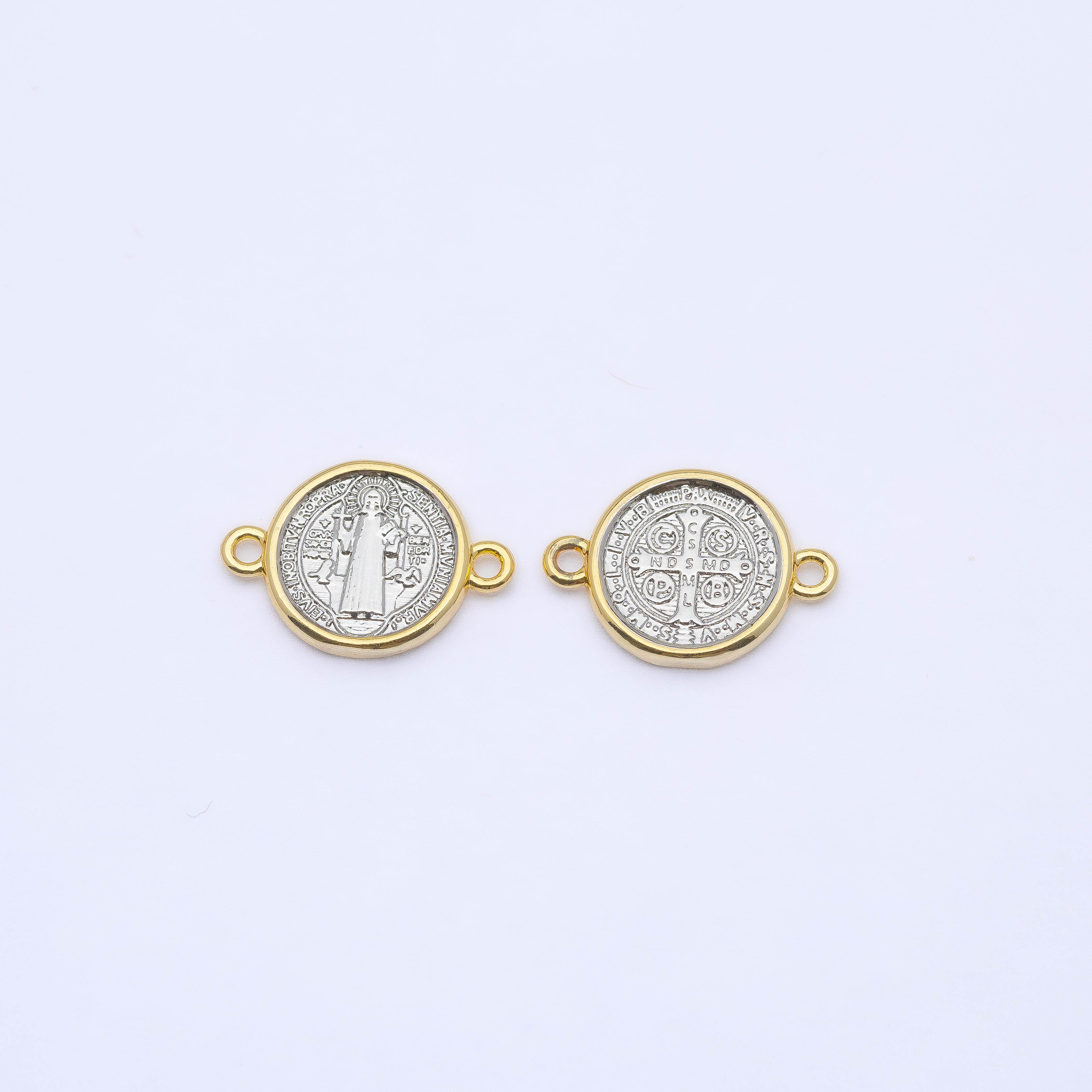 21088 Saint Benedict Medal Connectors in Gold and Silver
