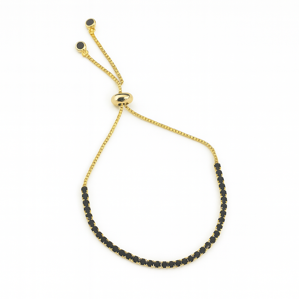 21521 Adjustable Black Crystal Tennis Bracelet 2mm