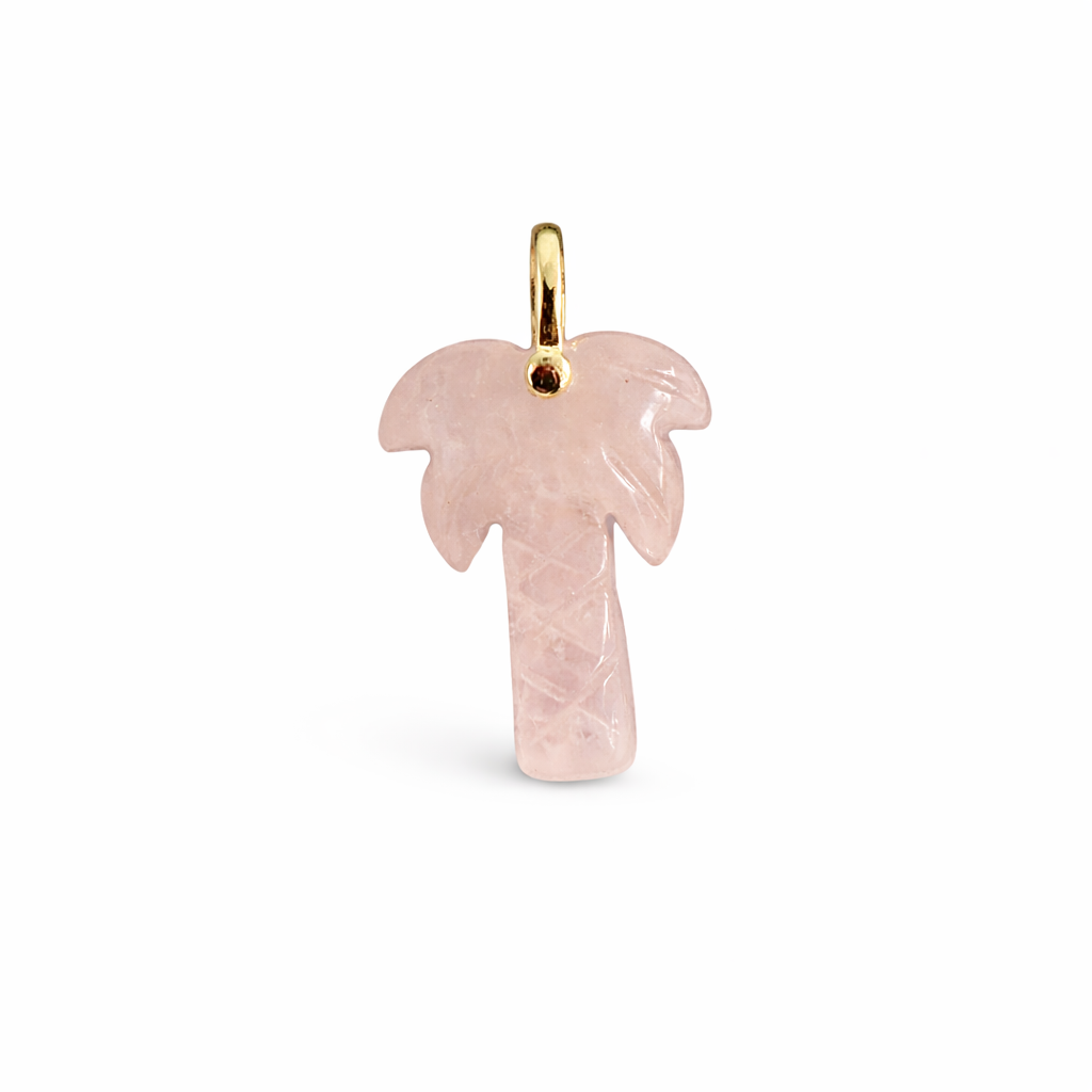 22037 Rose Quartz Palm Tree Pendant