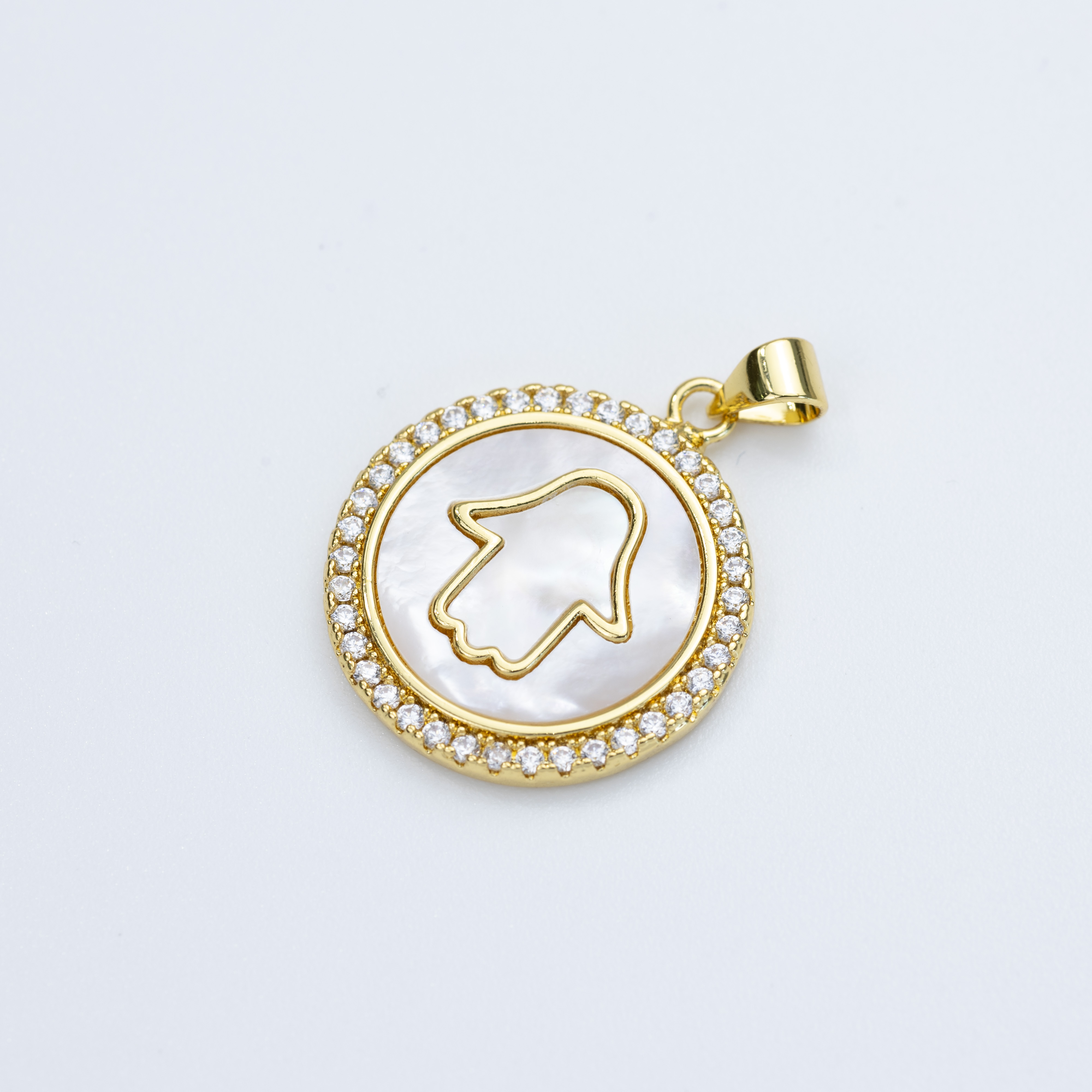 19610 Round Pendant with Hamsa Hand Zirconia