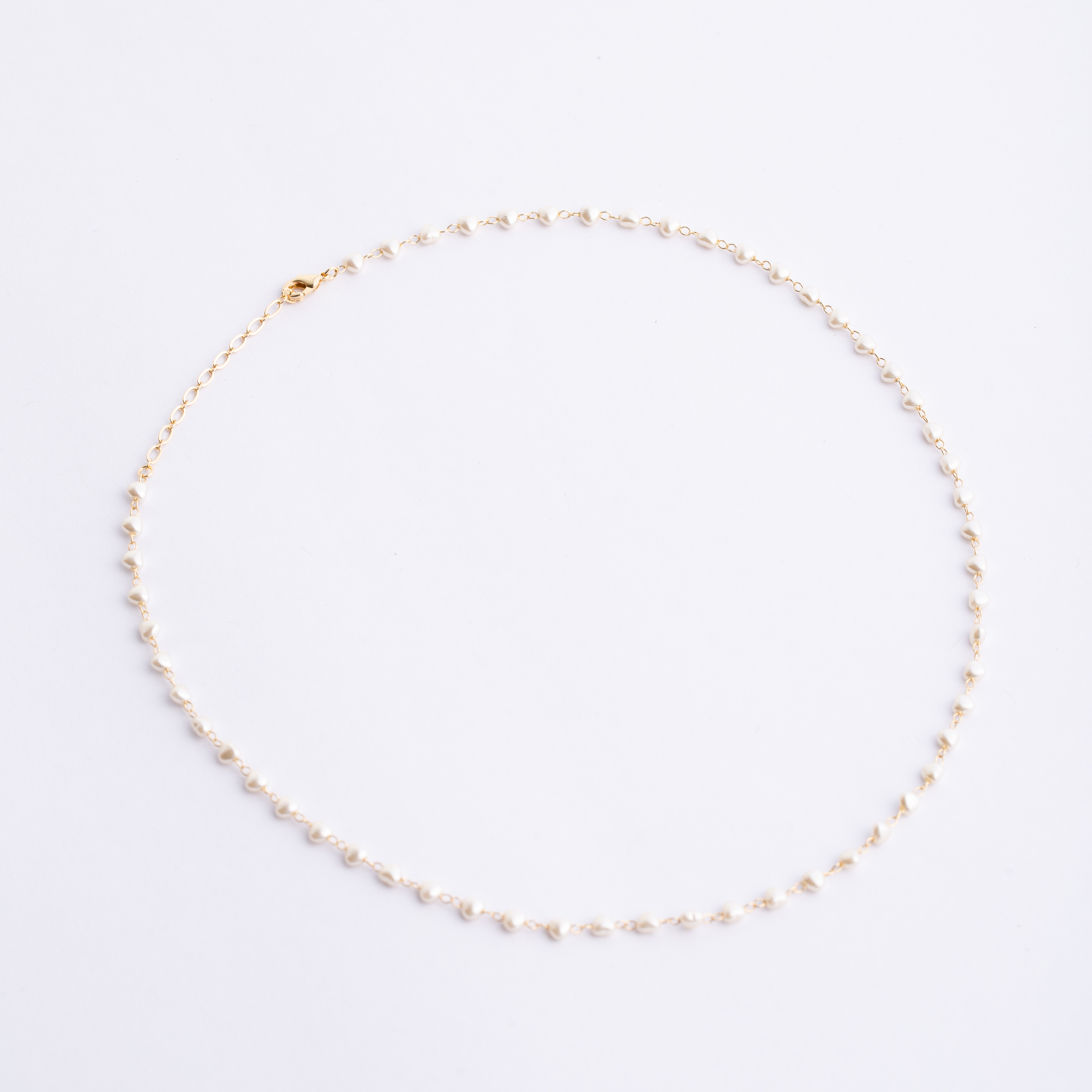 19084 Heart-Shaped Pearl Chain Necklace 18"