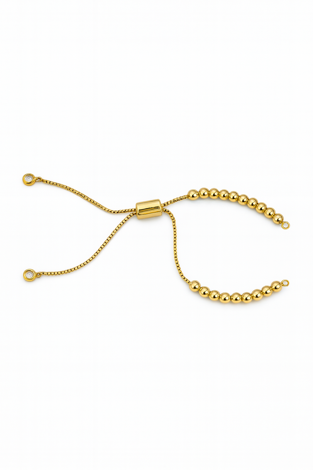 21505 Adjustable Gold Bead Bracelet 4mm with Cylindrical Slider