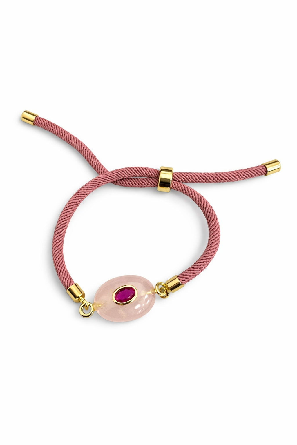 21698 Brazalete Ajustable Rosa con Cuarzo Rosa