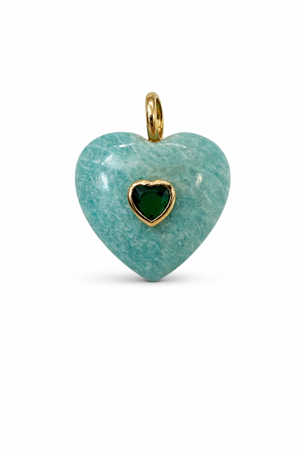 21672 Amazonite Heart Pendant with Green Stone