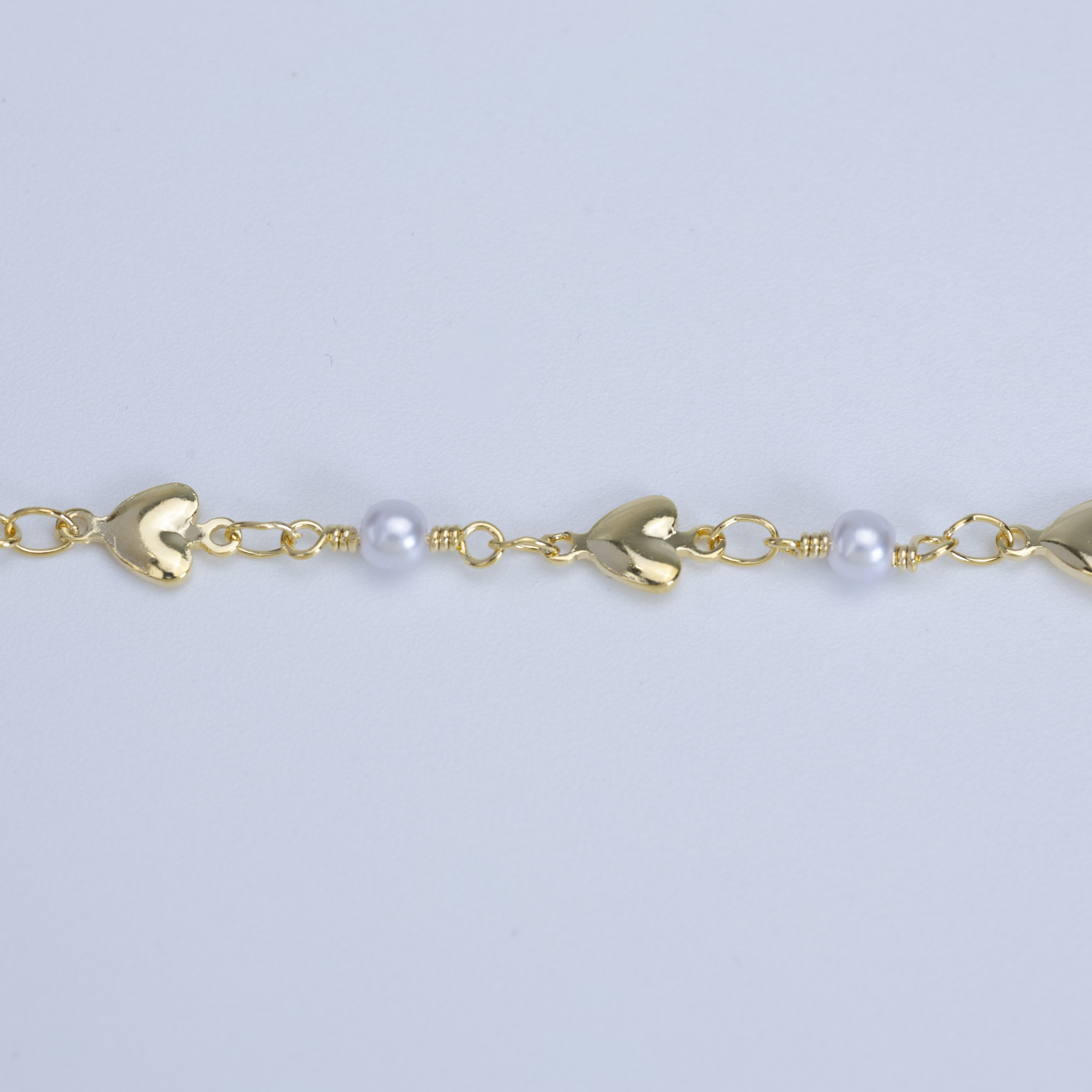 19769 Chain Pearls 4mm with Heart 6mm