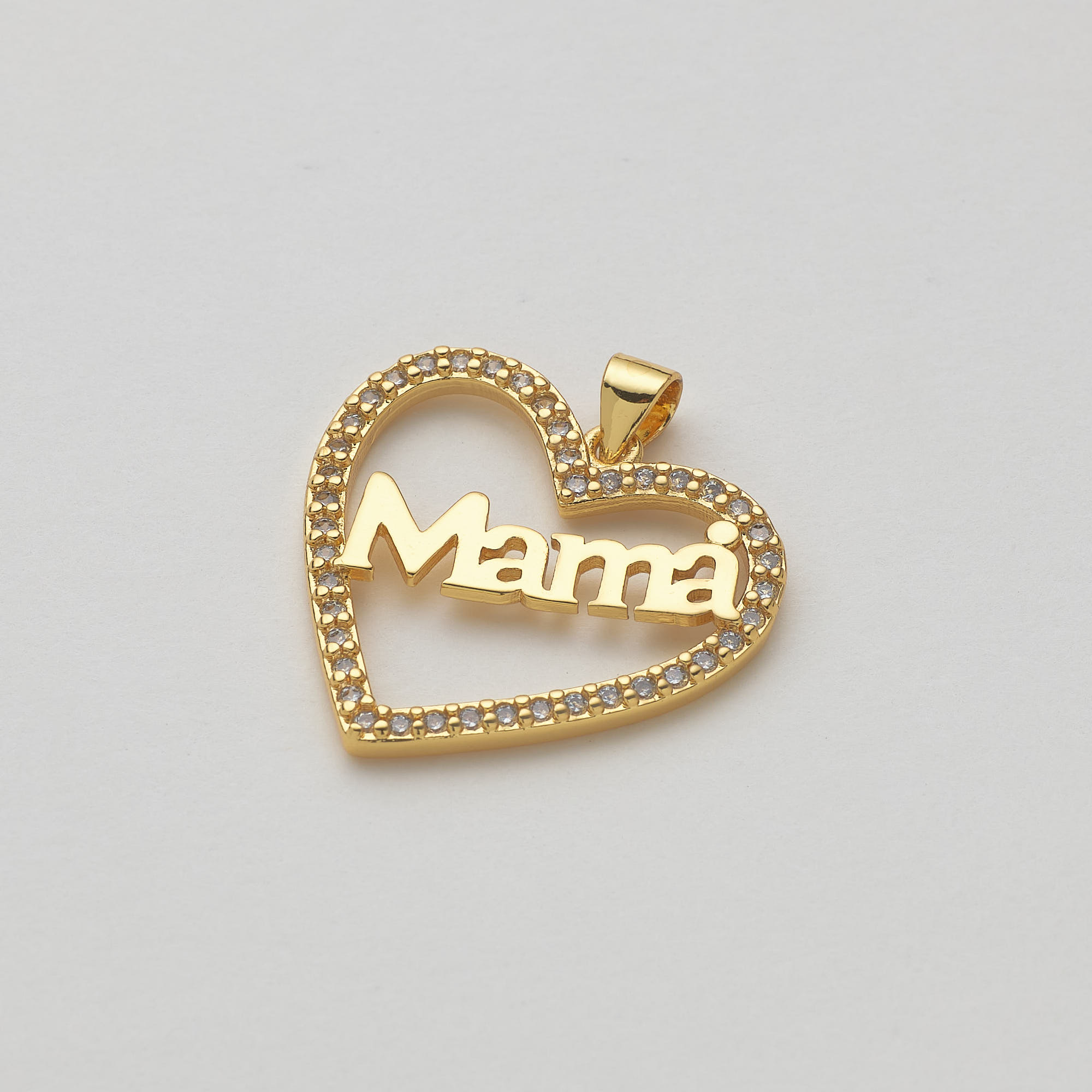 15086 Heart with Mama Crystal Pendant