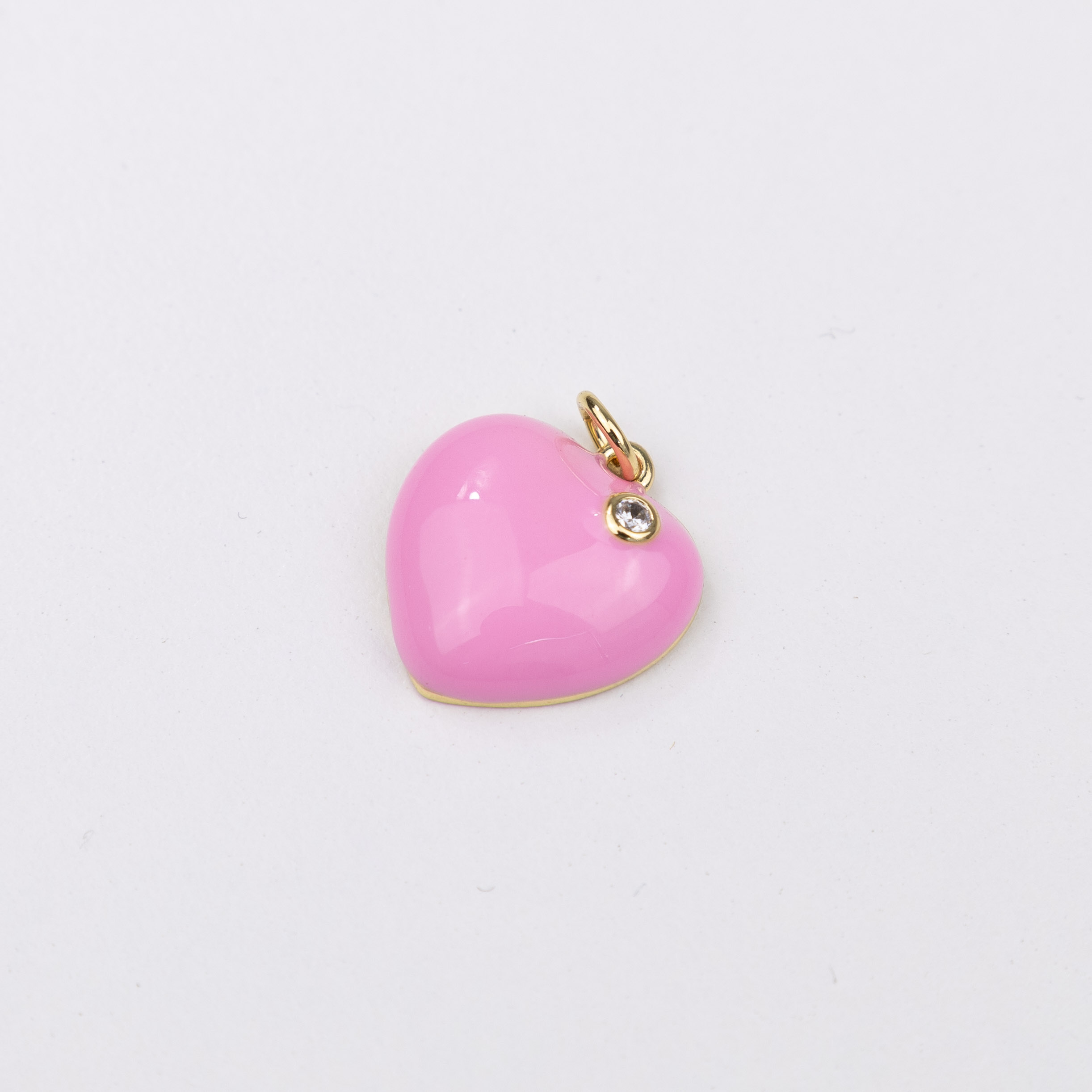 15345 16mm Pink Heart with Crystal Pendant