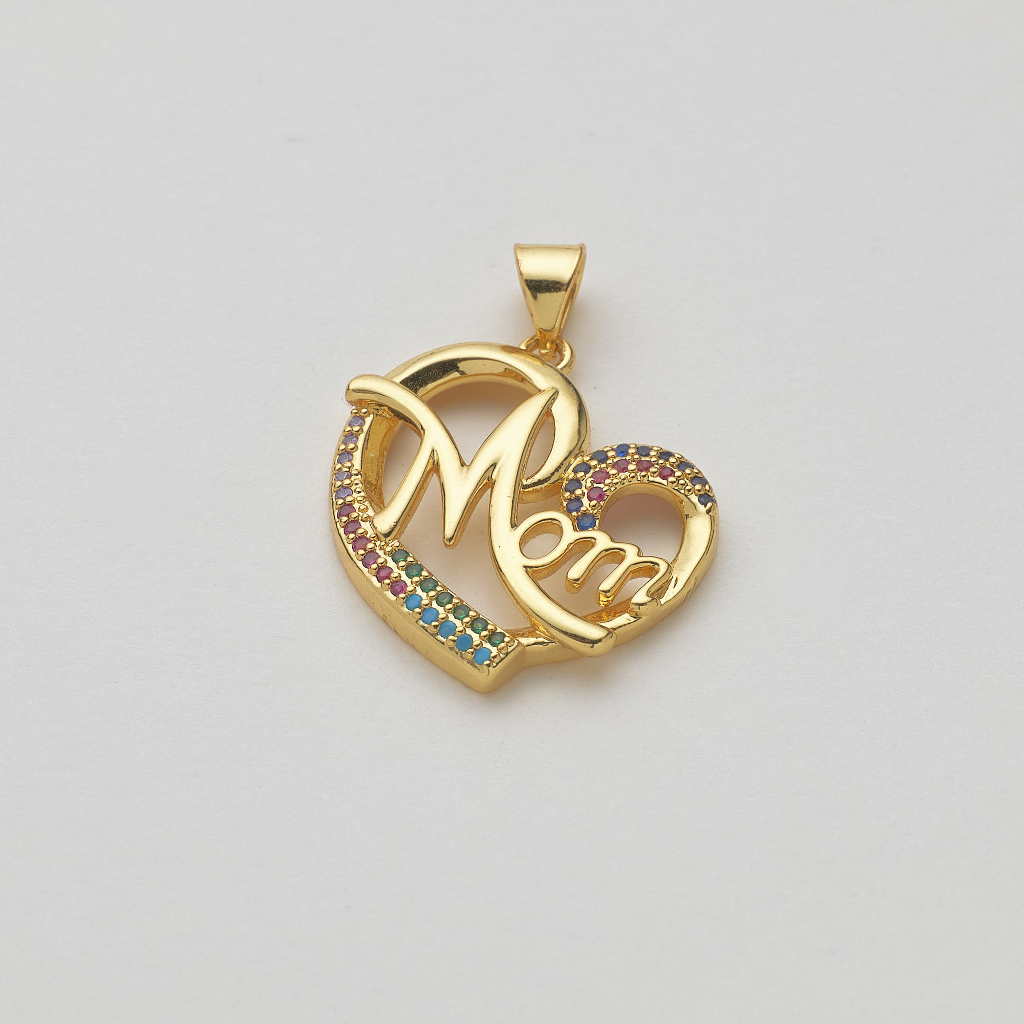 12062 Heart Mom Micropave Pendant