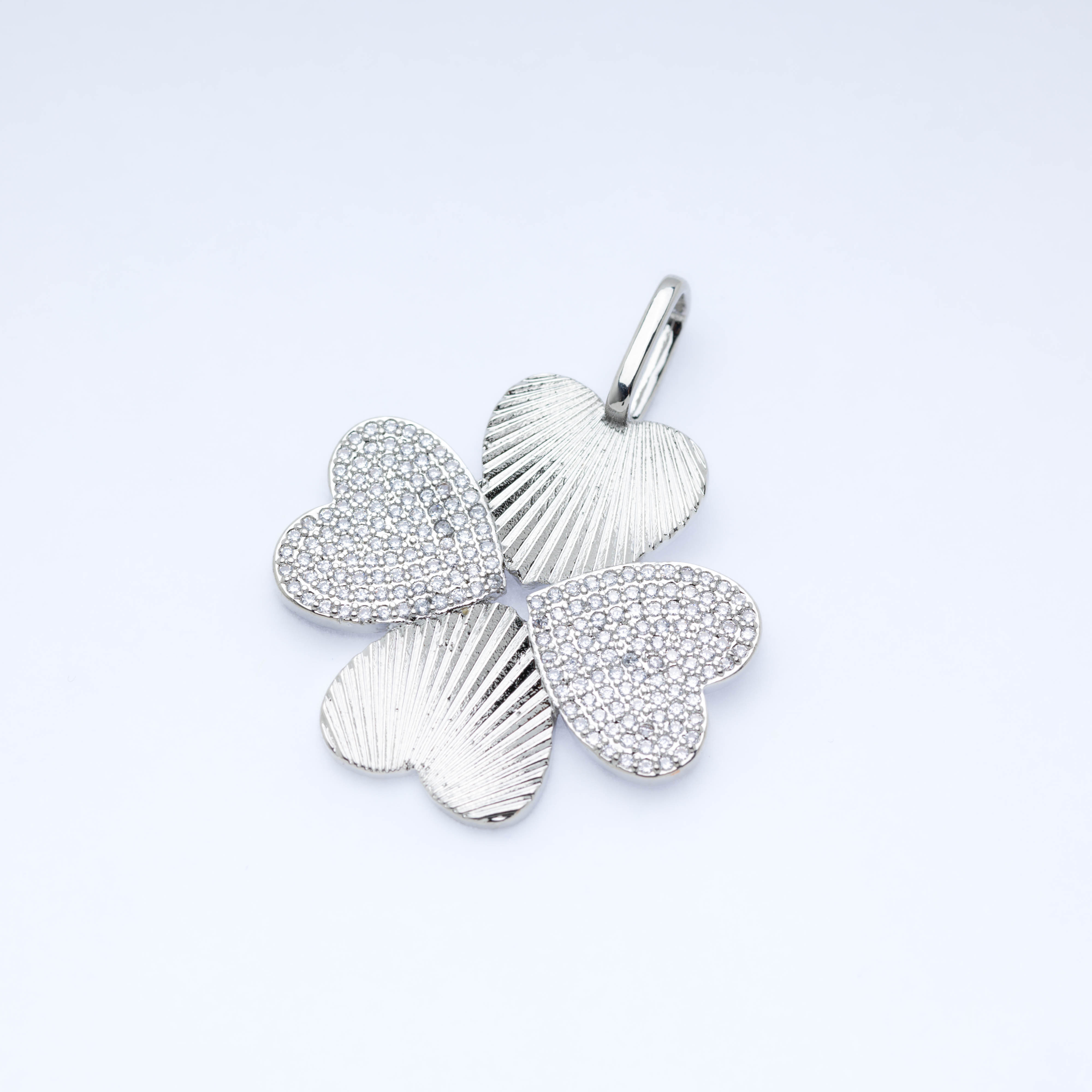 20836 Silver Clover Charm with Zircon Accents