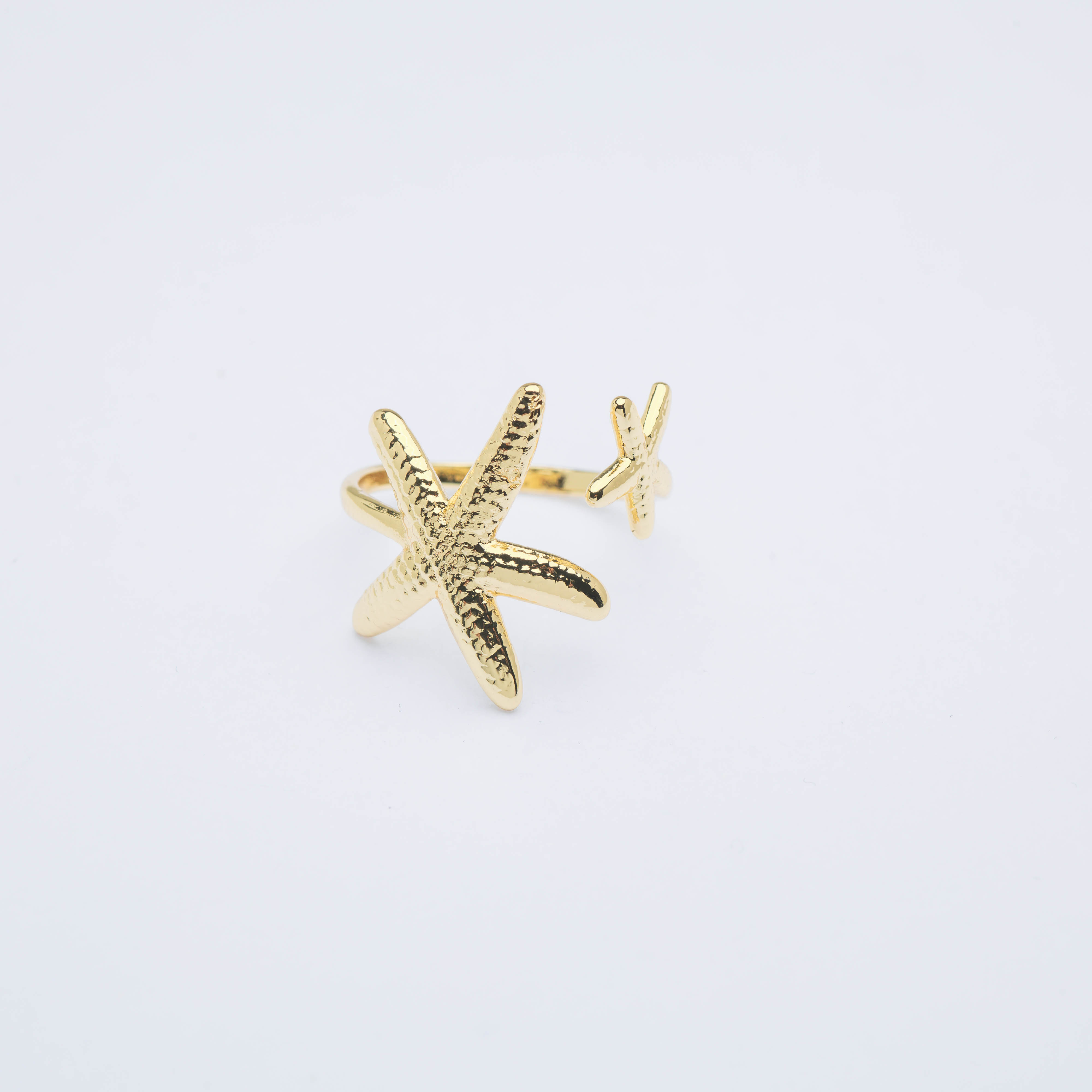 21871 Double Starfish Gold Adjustable Ring