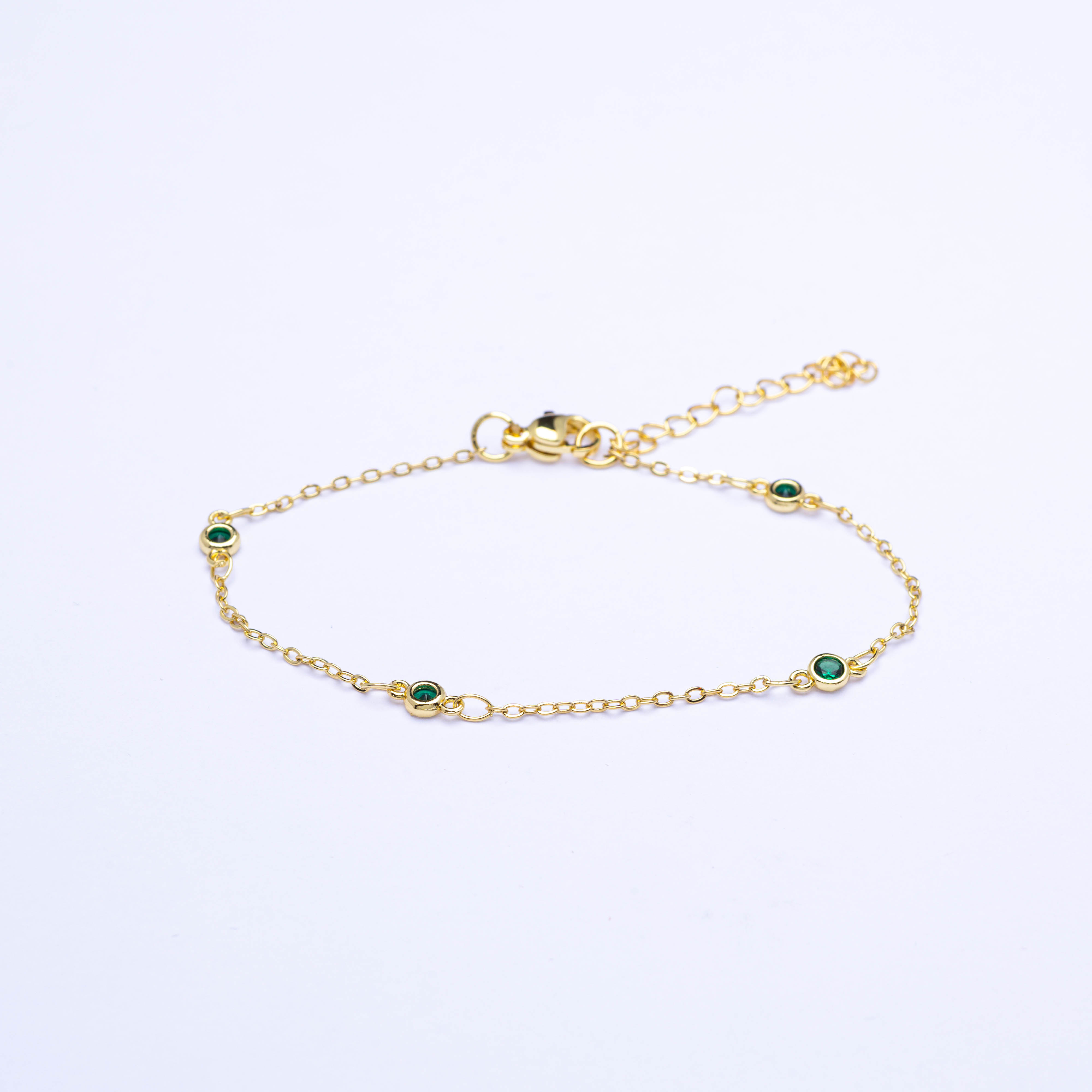 20436 Pulseras de Oro con Cristales Verdes