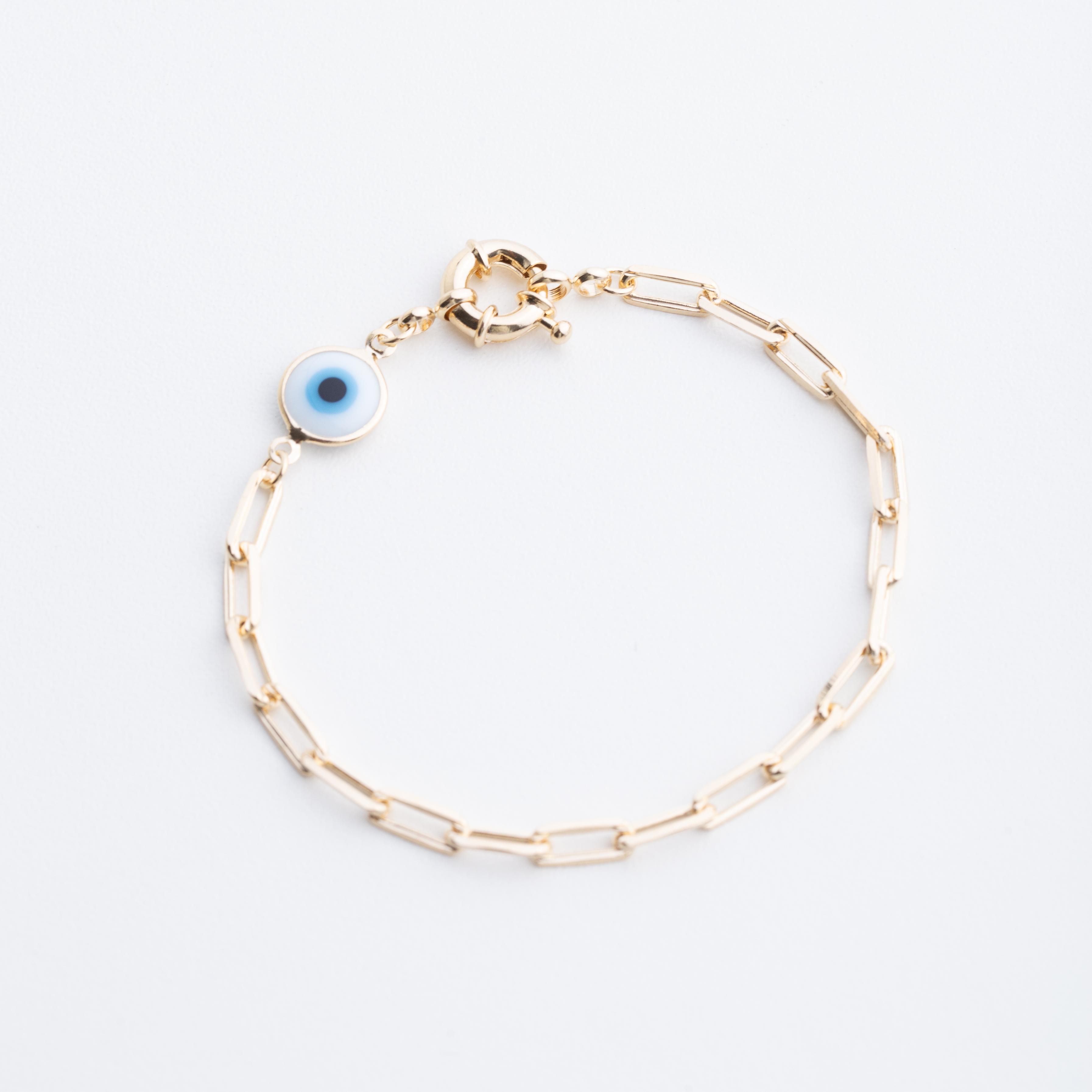 19427 Gold Chain Bracelet with Evil Eye Charm
