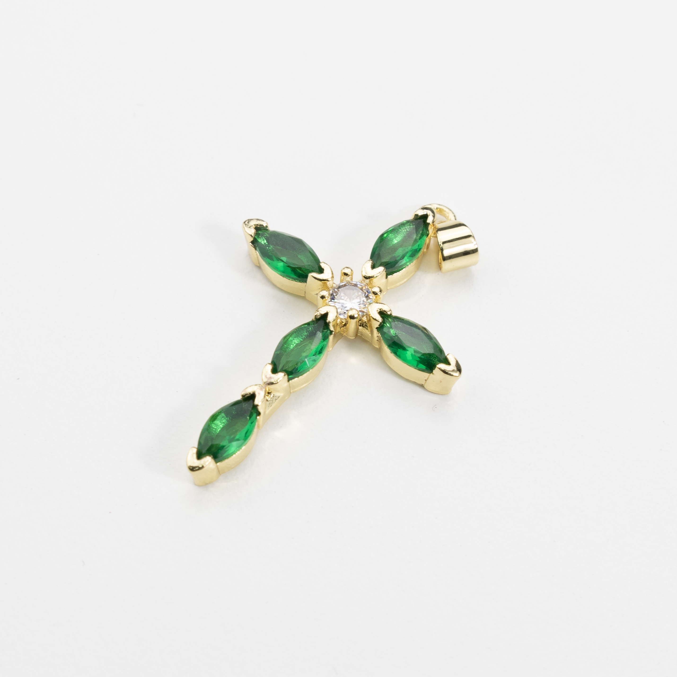 18716 Cross Pendant with Green Crystal