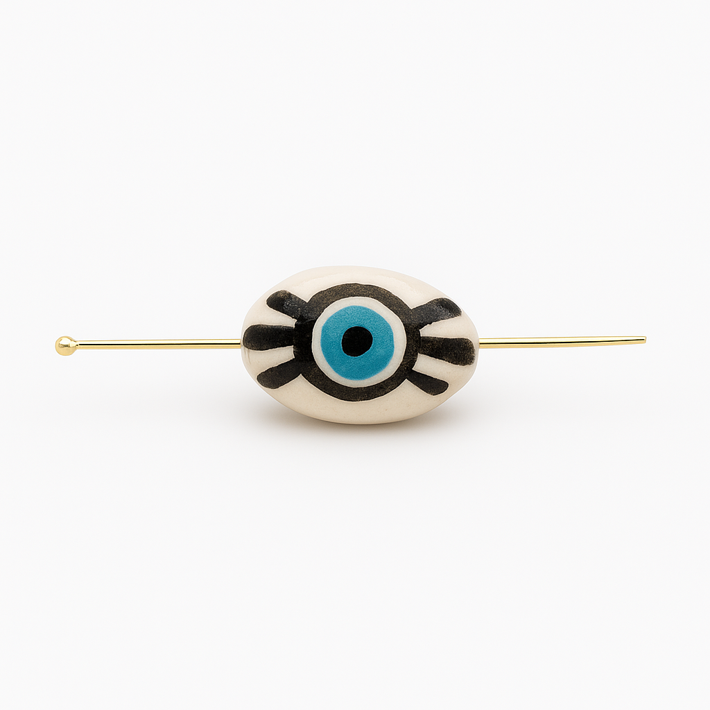 20987 Oval Ceramic Evil Eye Bead