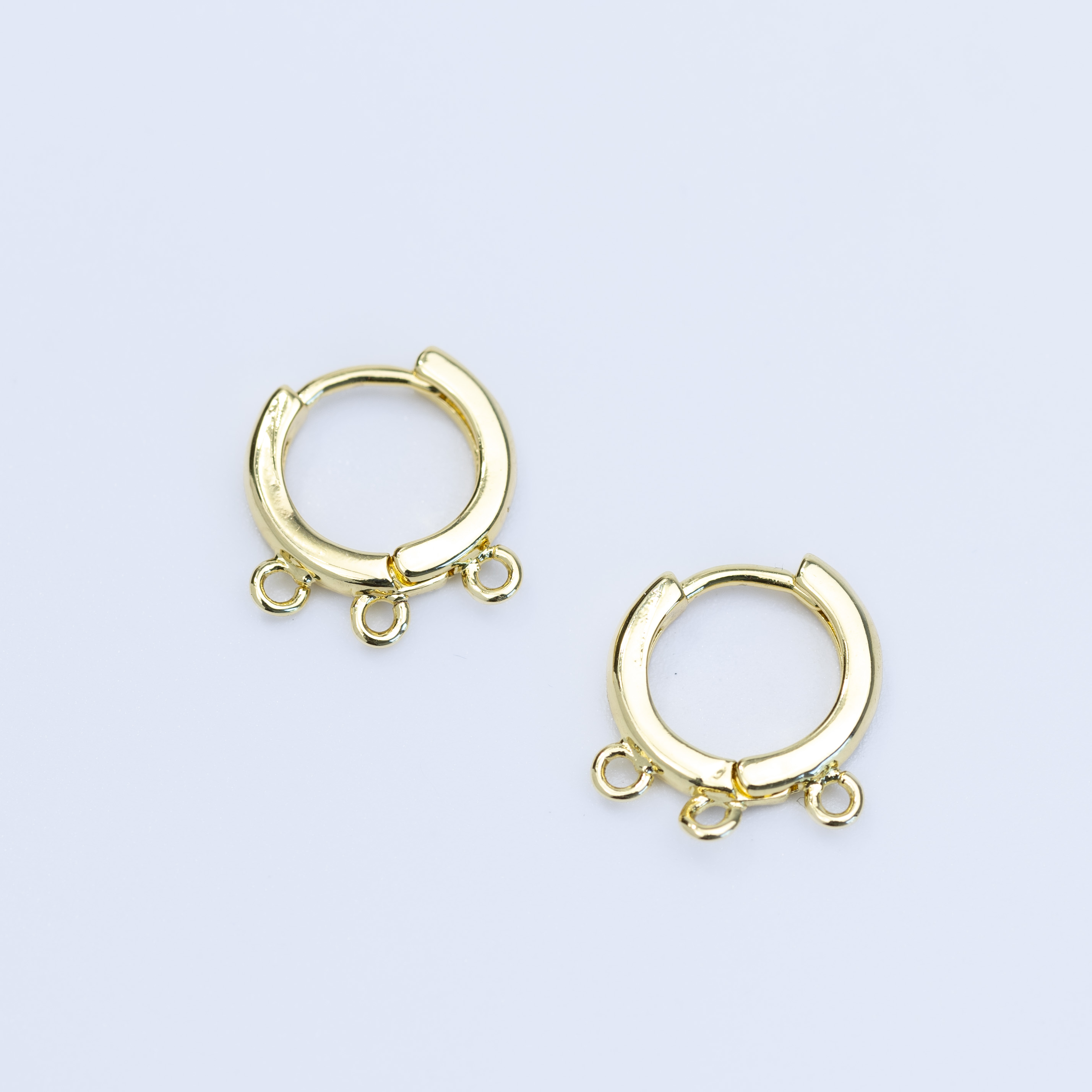 19876  Gold Hoop Earring Bases with Three Ring
