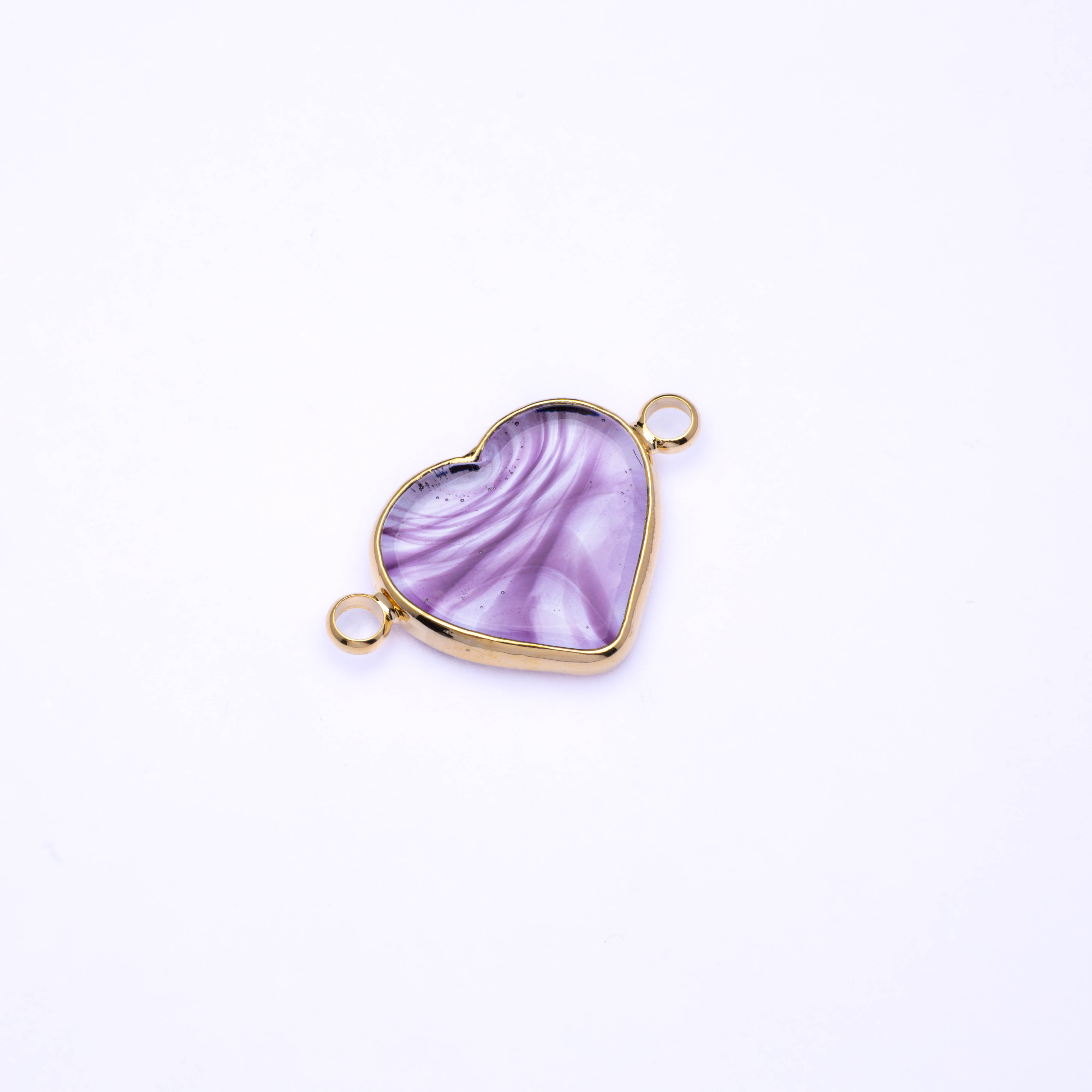 20441 Connector Hearts Bizel Transparent With Purple 25mm