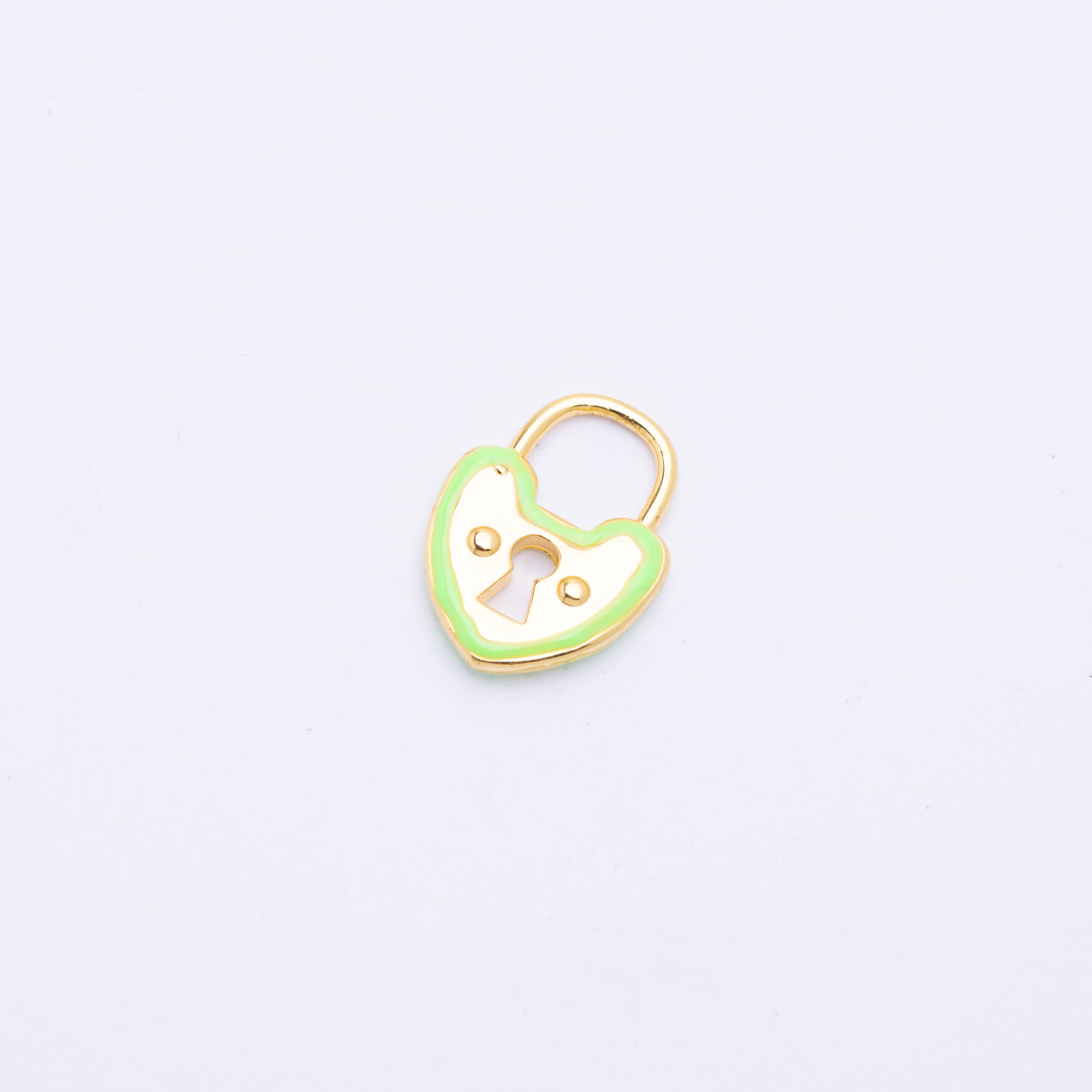 10873 Padlock Heart Green Pendant