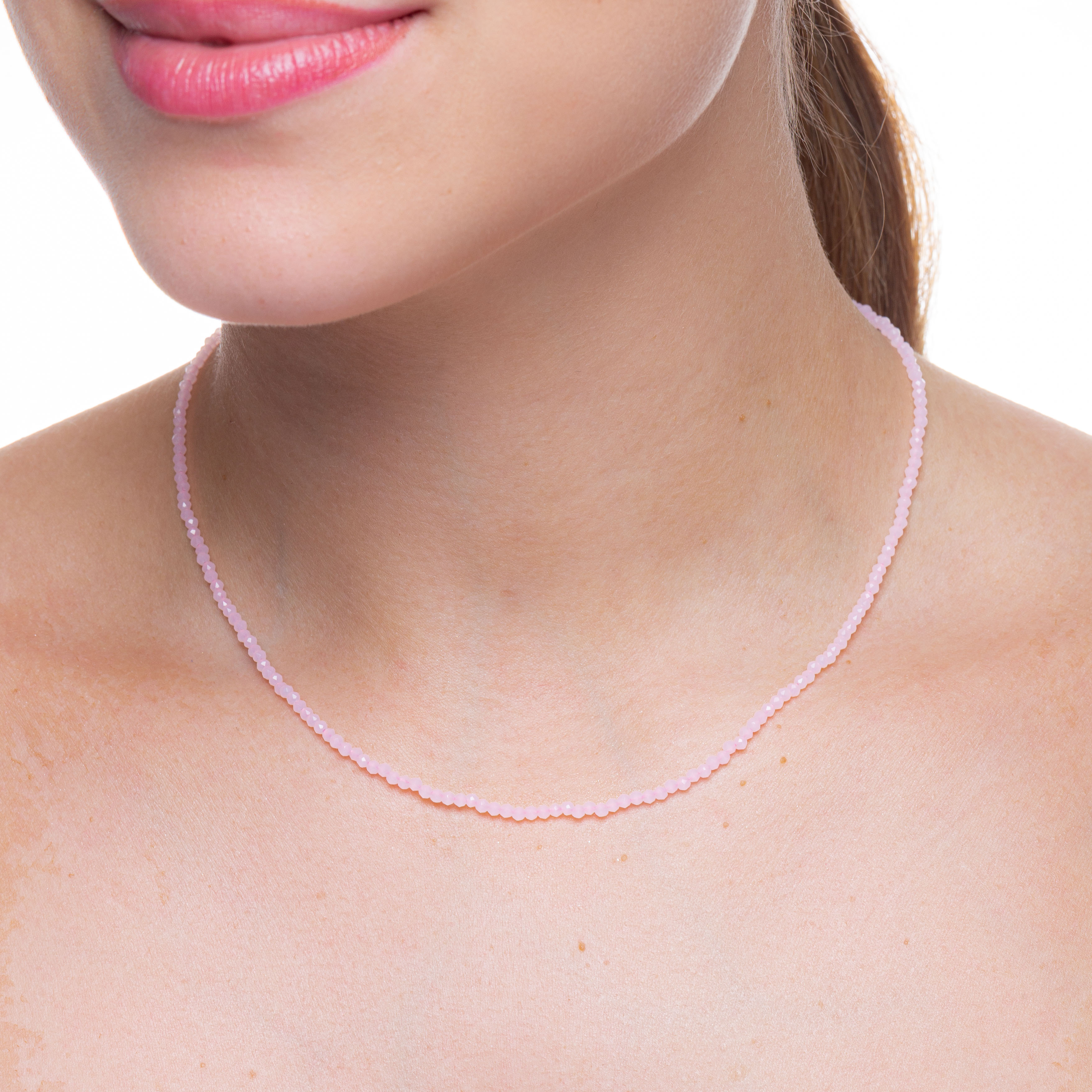 21542 2mm Colors mix Crystal Beaded Necklace