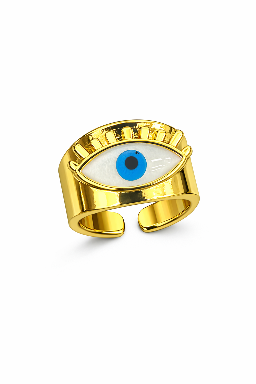 21746 Anillo Ojo Turco Dorado con Pestañas