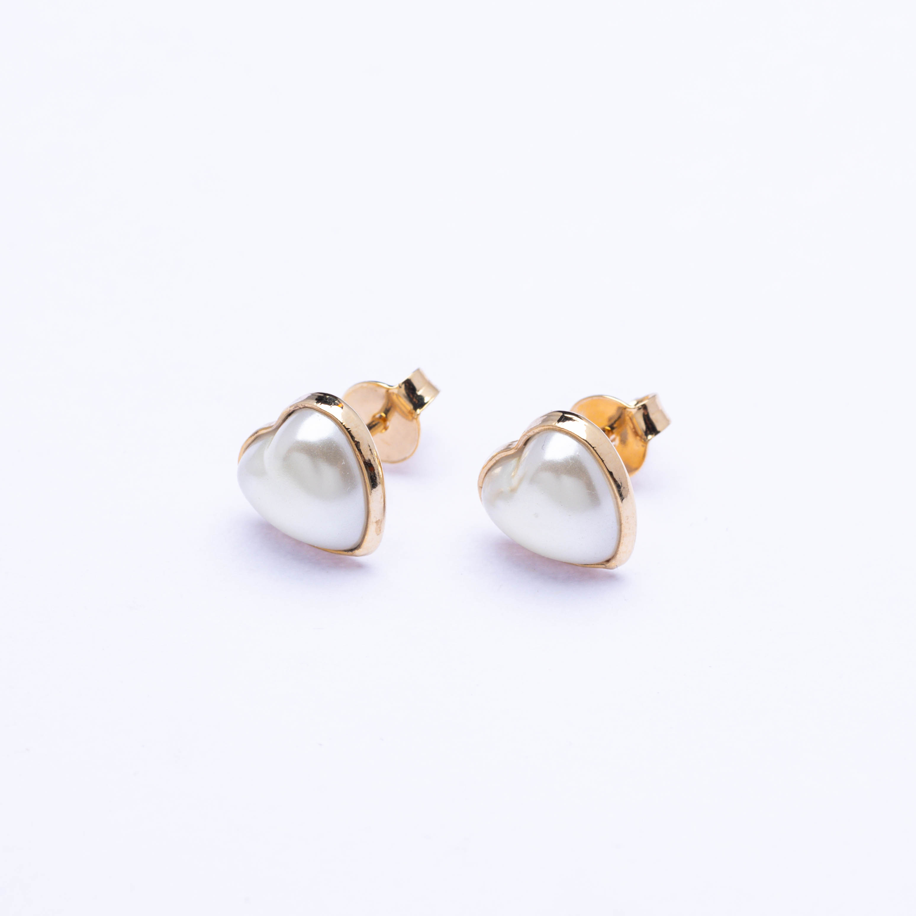 20862 Heart Earrings with Pearl and Gold 9mm