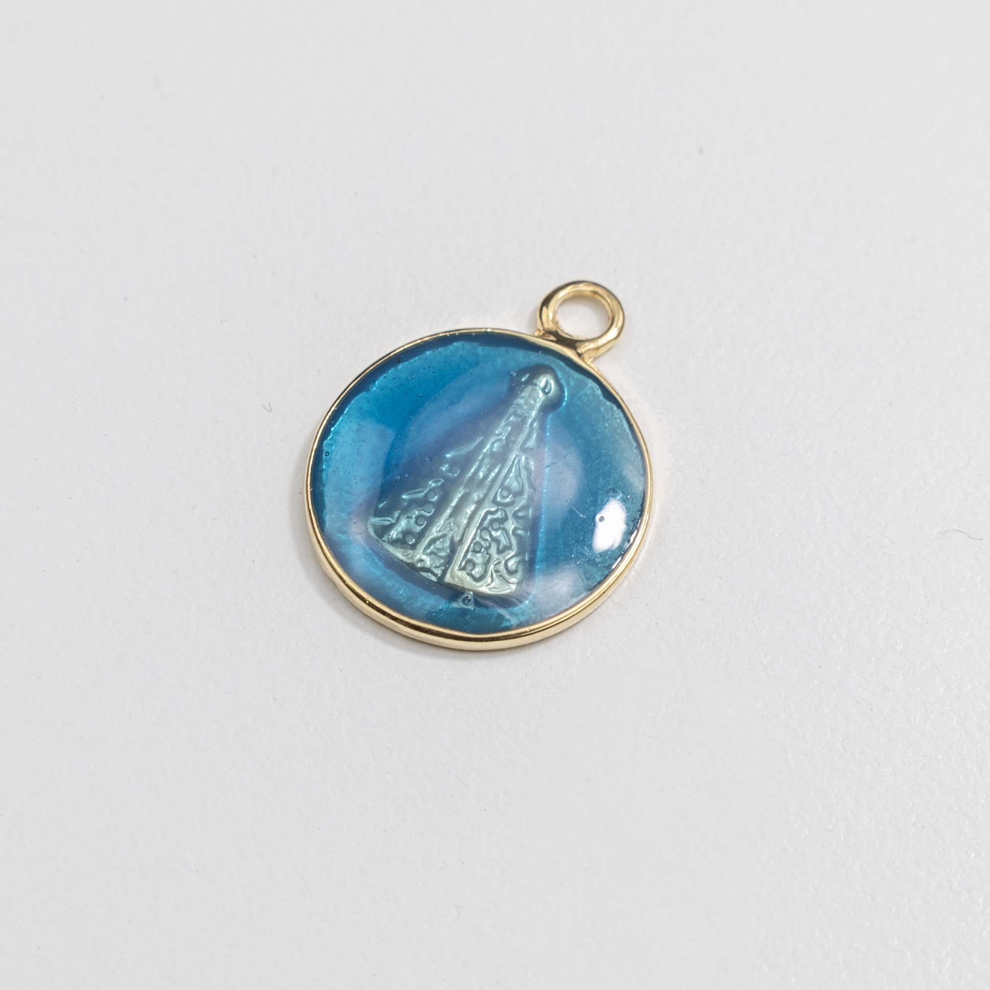18573 Blue Virgin  of the Valle Pendant 