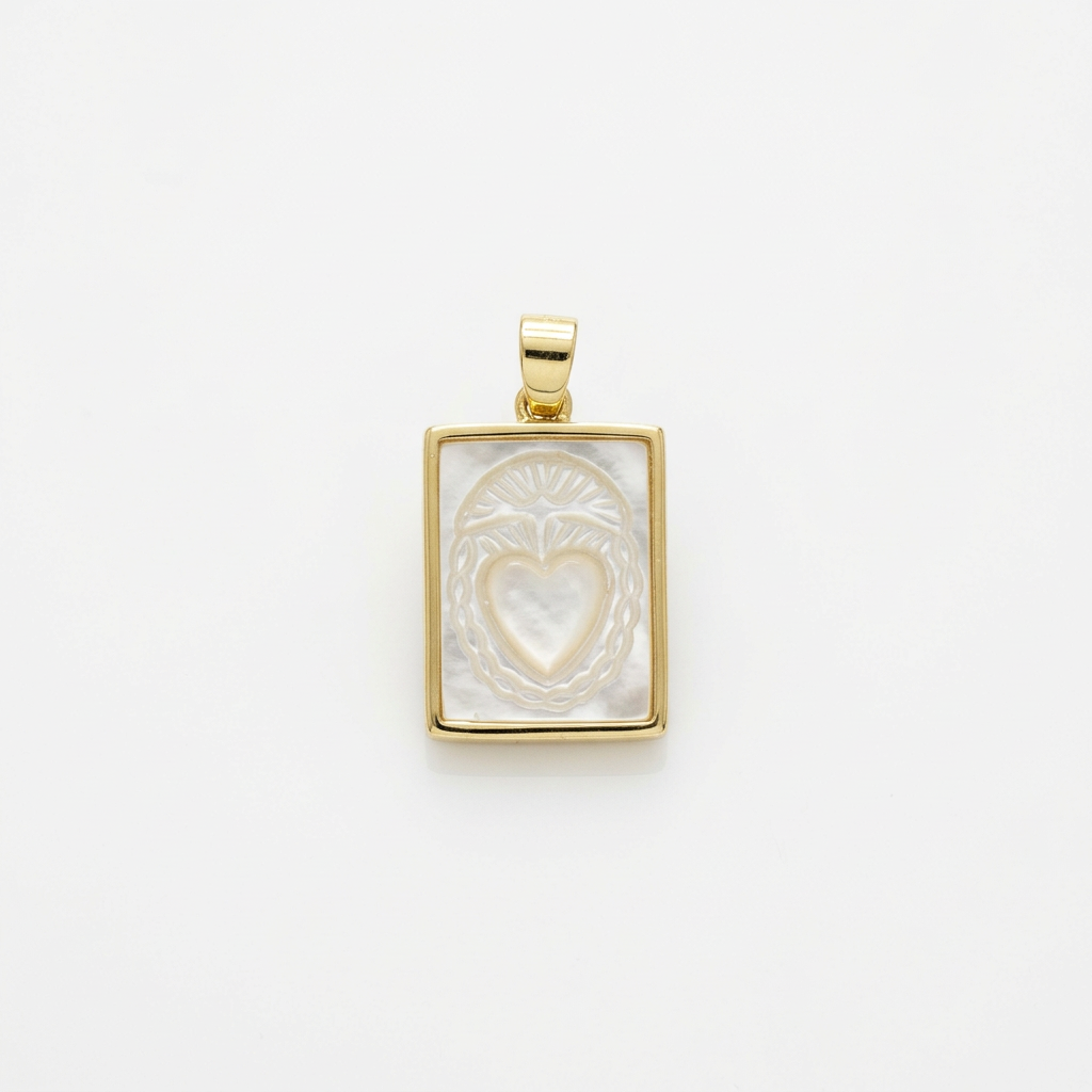14555 Shell Heart Jesus with Bizel Pendant