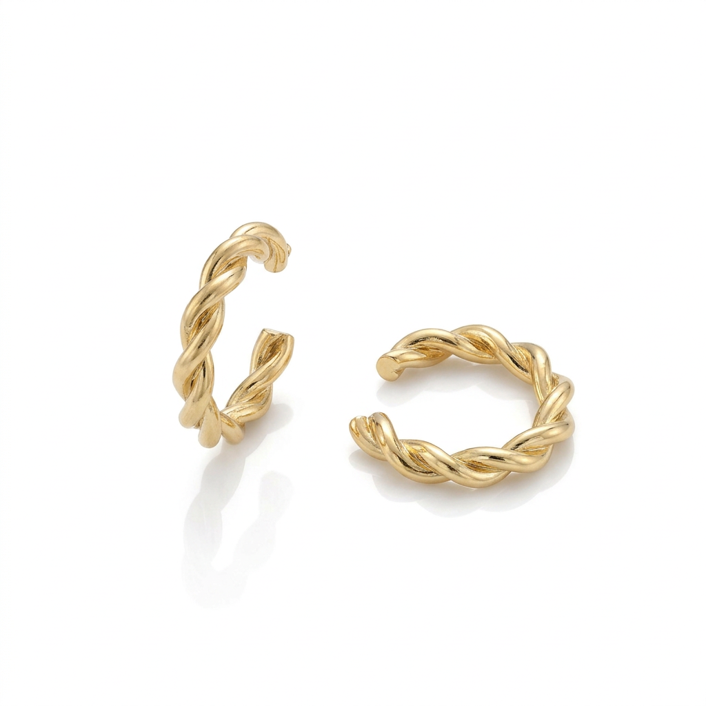 9479 18k Gold Plated Twisted Ear Cuff Piercing 15mm — 1 Pc