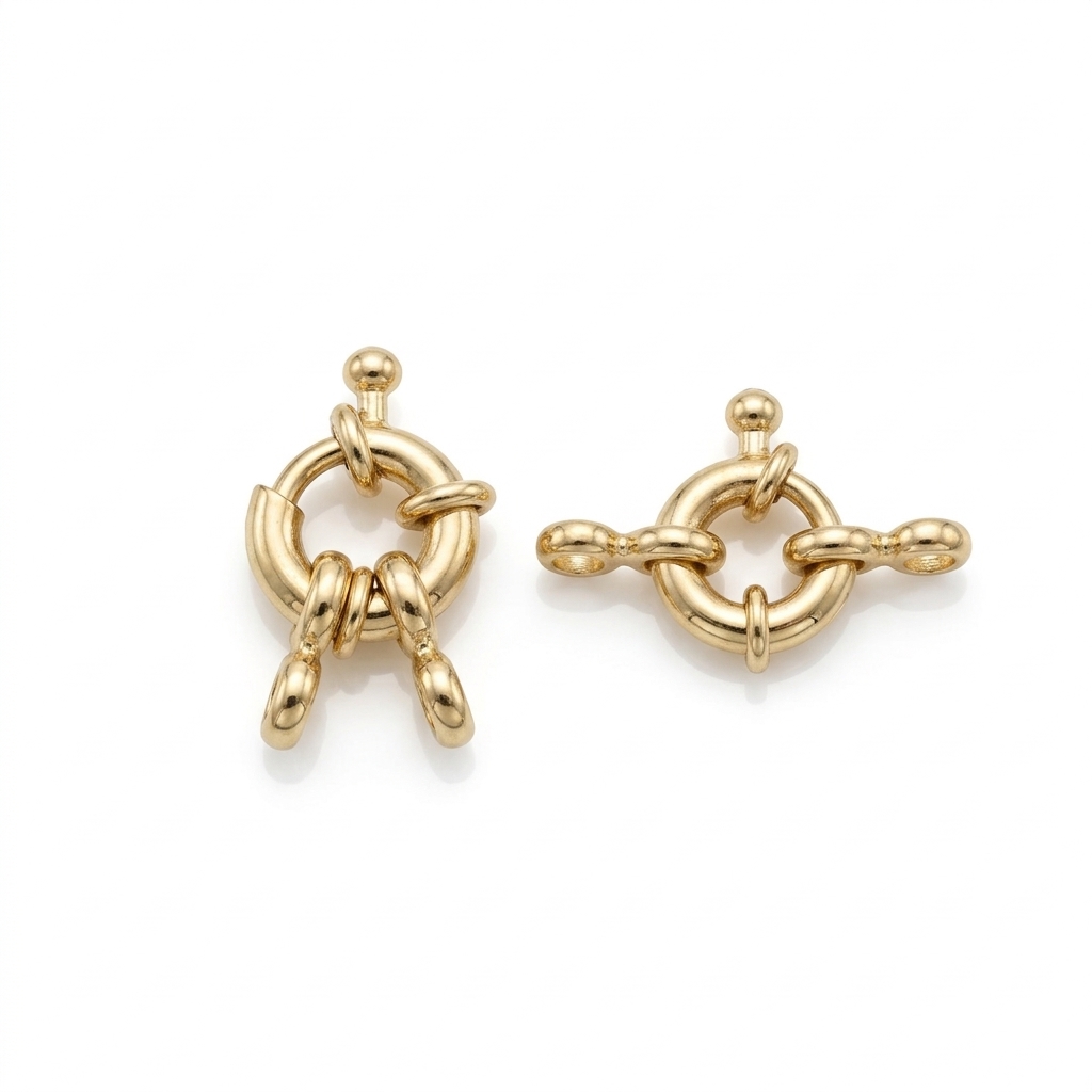 9794 18k Gold Plated Brass Sailor Spring Ring Clasp 9mm — 6 Pcs