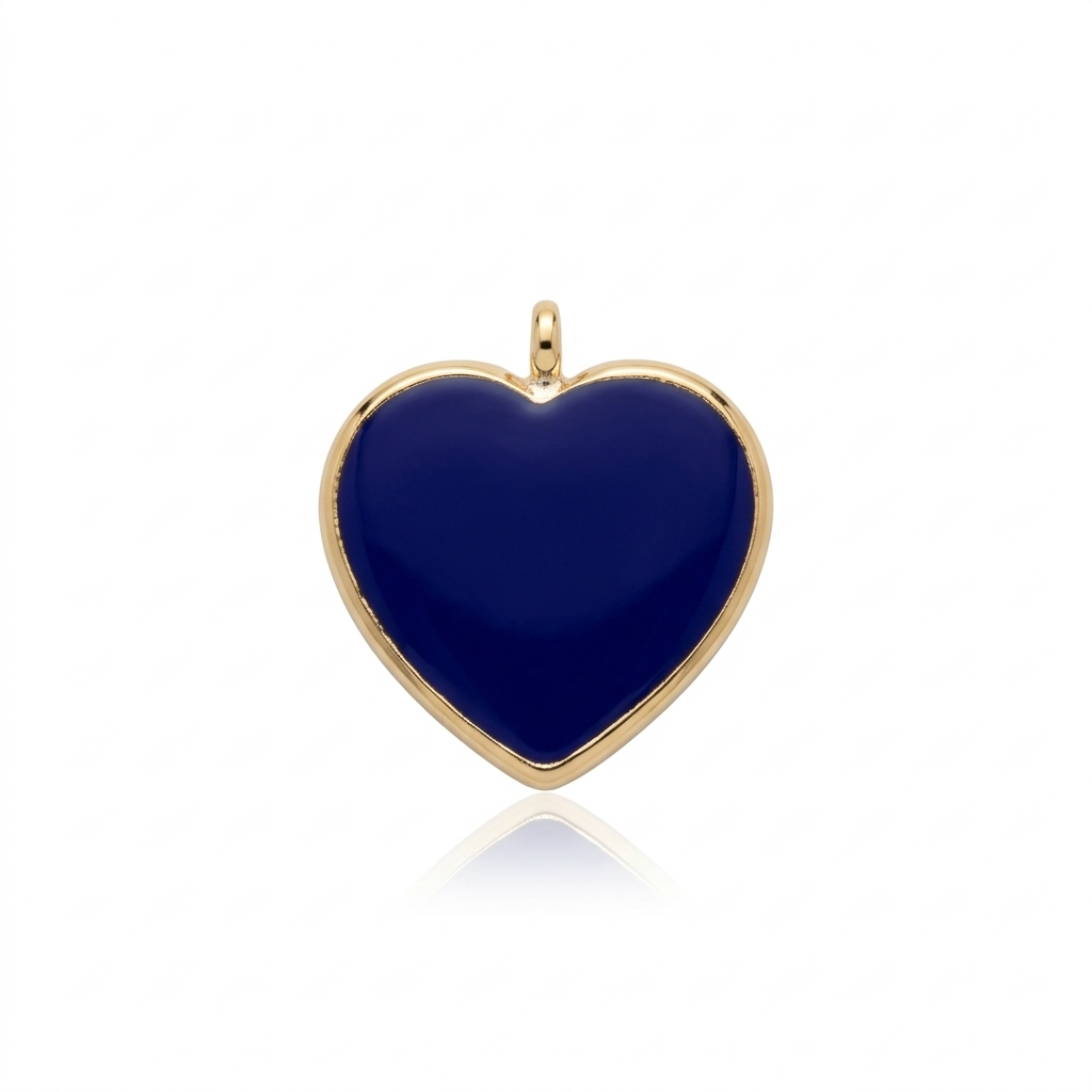 9496 Gold Plated Navy Murano Glass Heart Pendant — 1 Pc