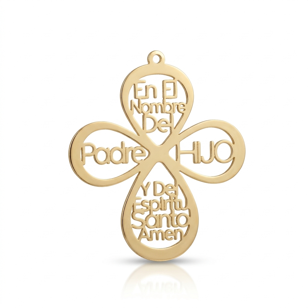 16714 18k Gold Plated Brass Cross Prayer Charm — 6 Pcs
