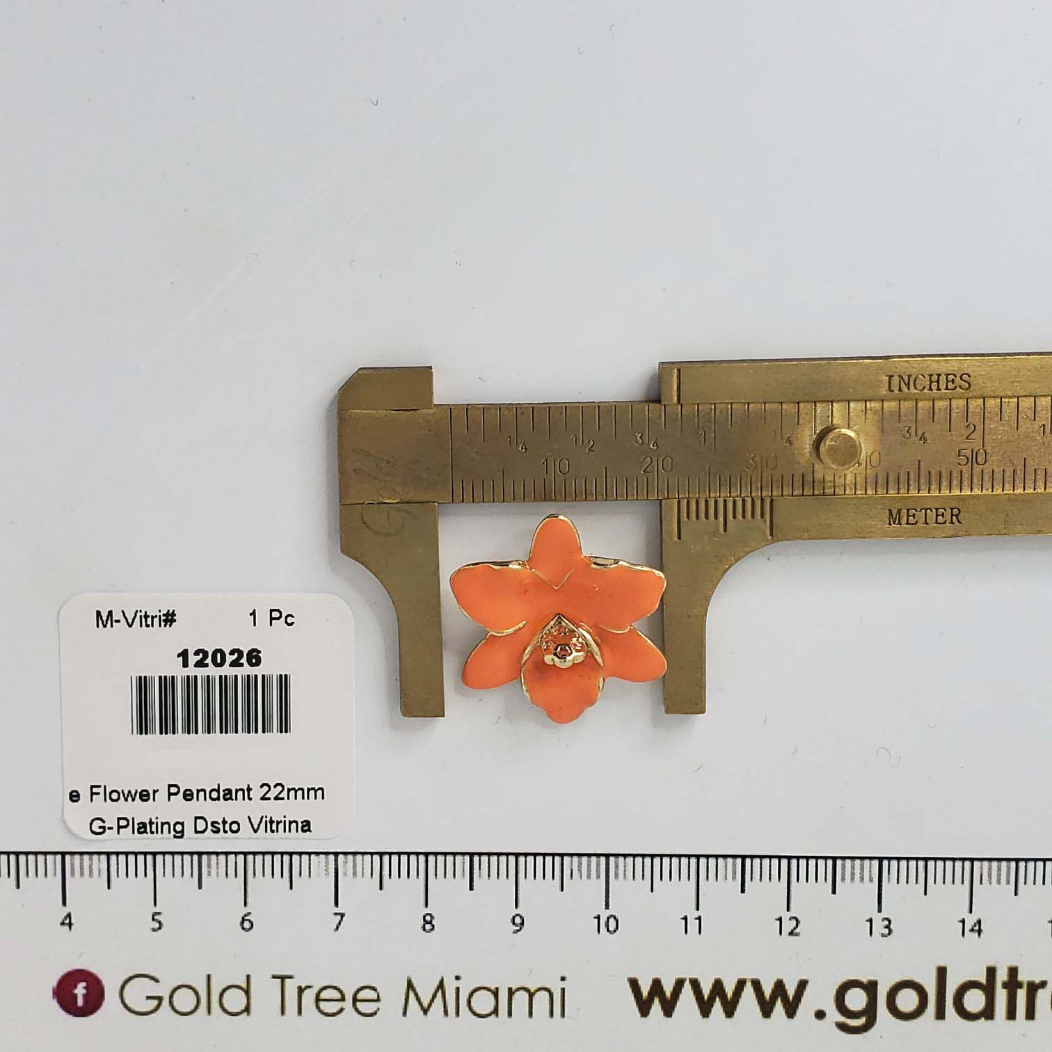 12026 Orange Flower Pendant 22mm