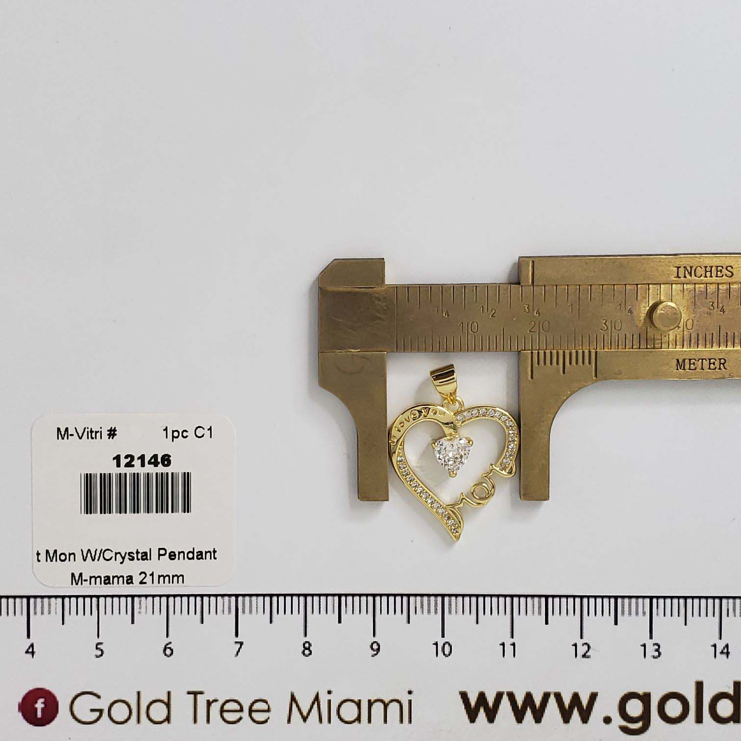 12146 Heart Mom with Crystal Pendant