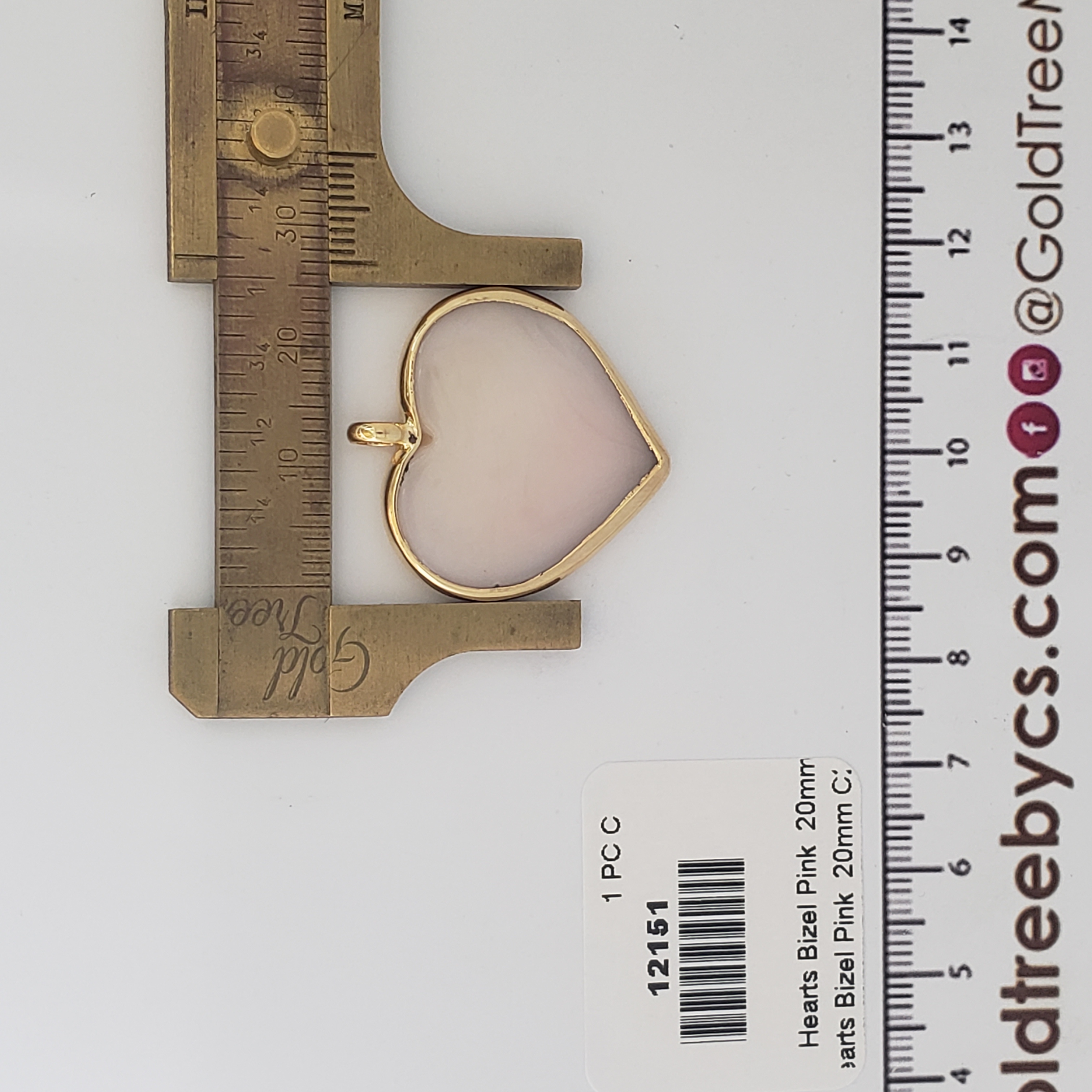 12151 Pink Heart Bizel Charm