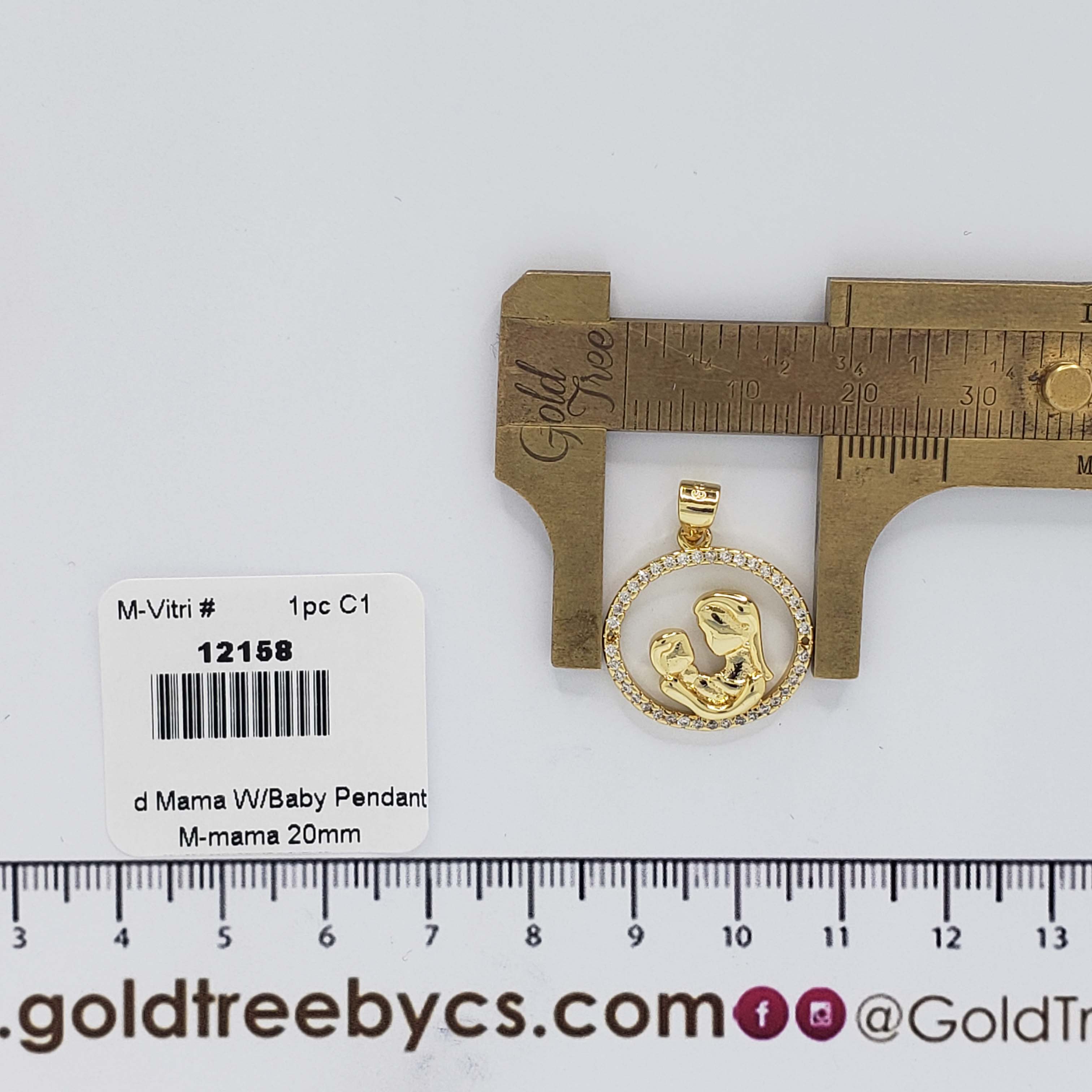 12158 Round Mama with Baby Pendant