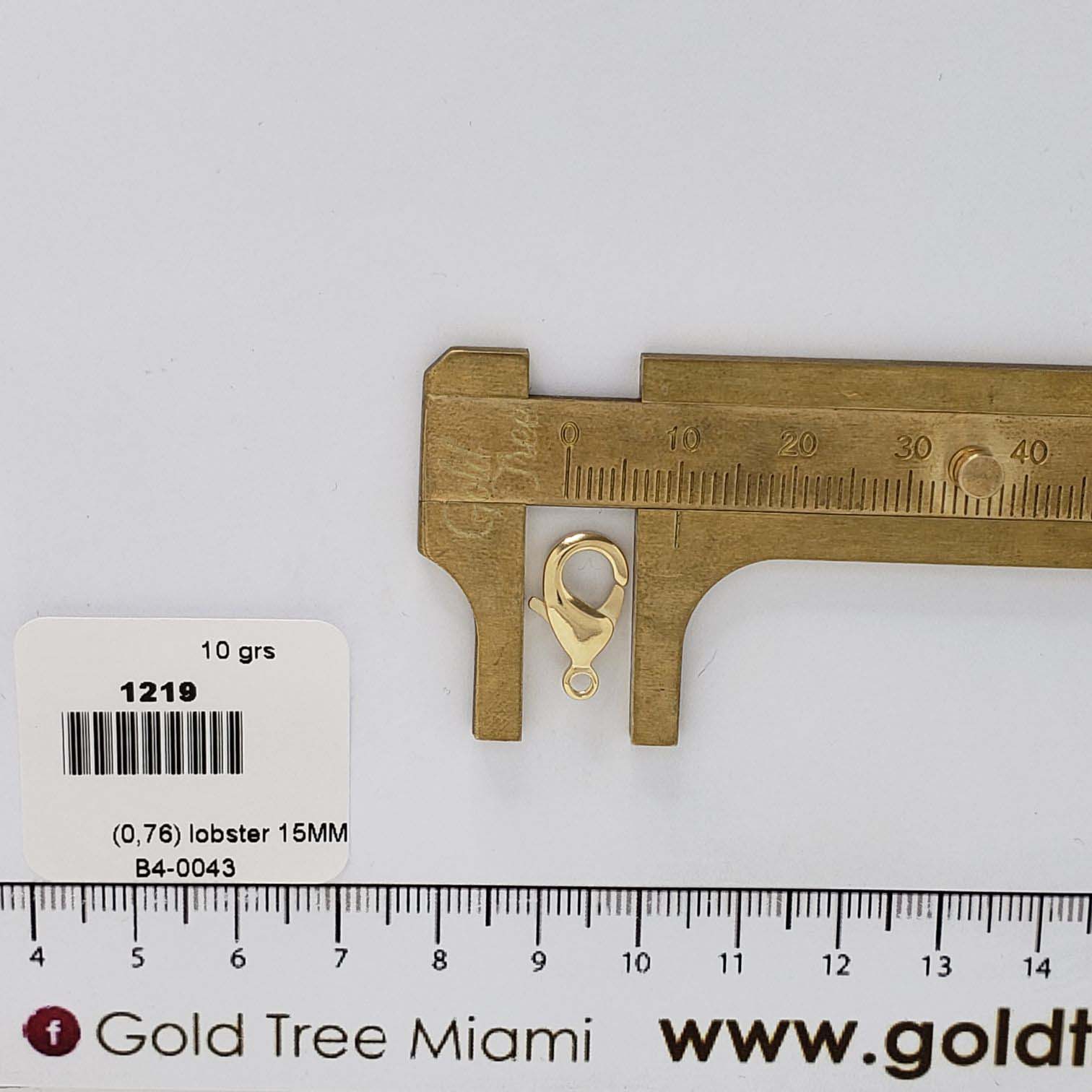 1219 15mm Gold Lobster Clasp