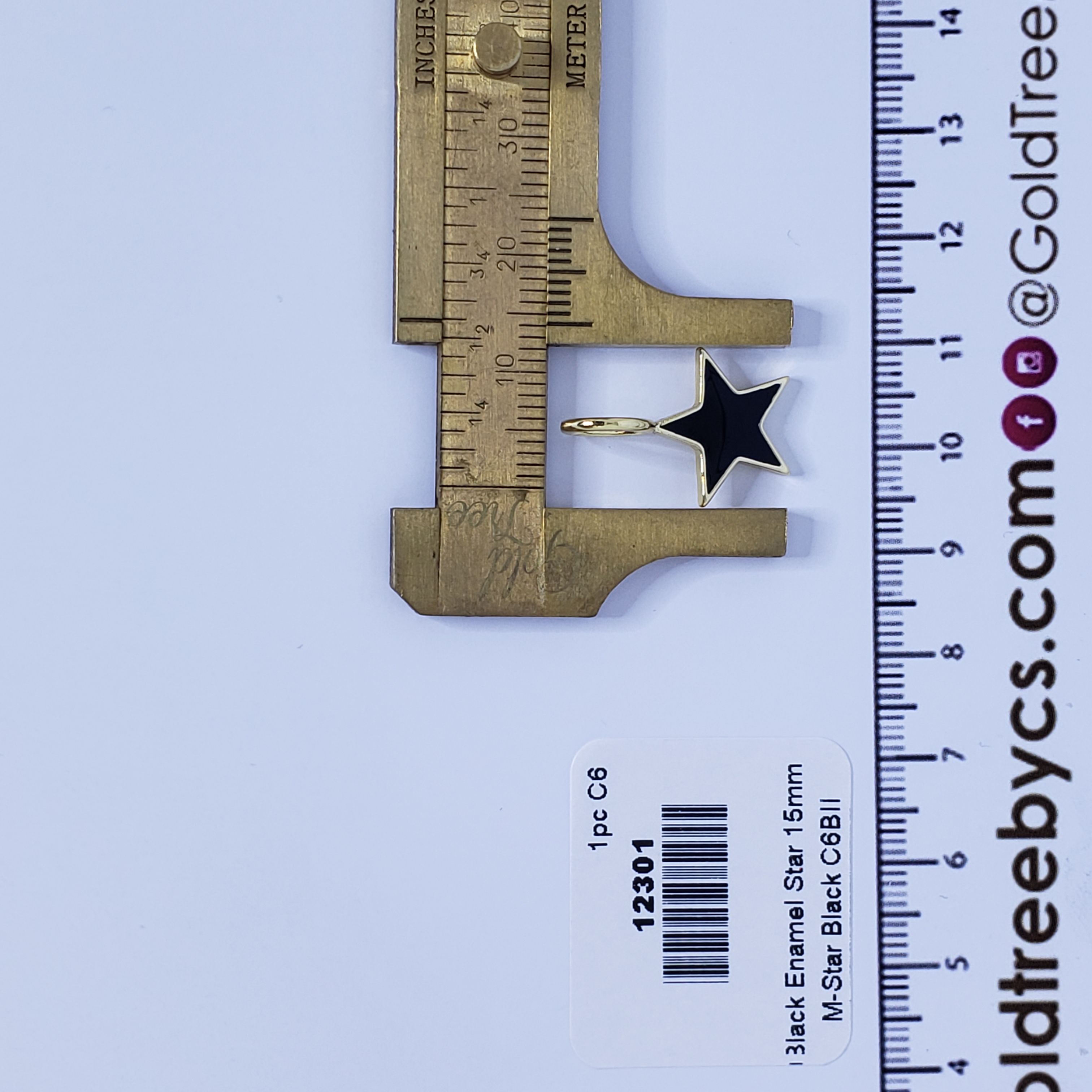 12301 Enamel Black Star Pendant