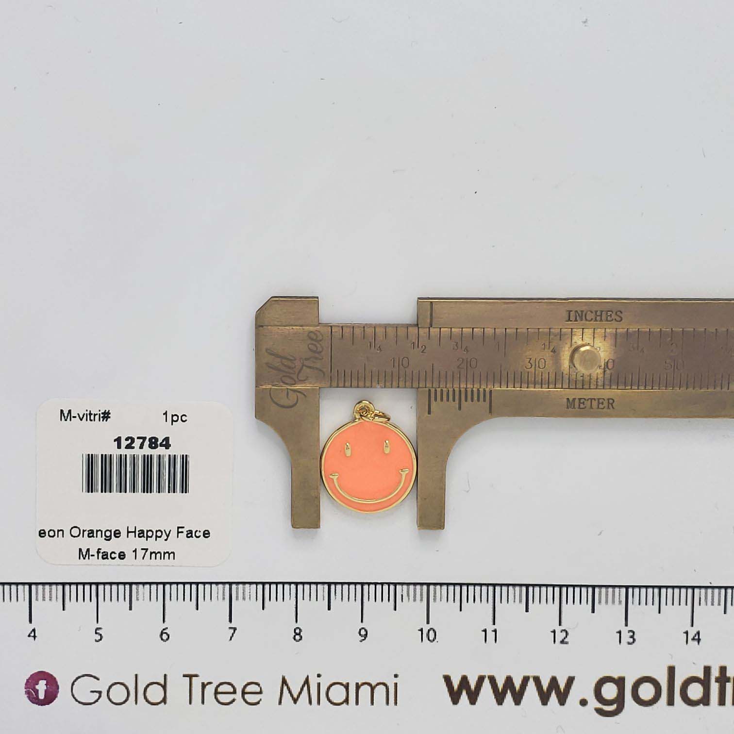 12784 Neon Orange Happy Face Charm