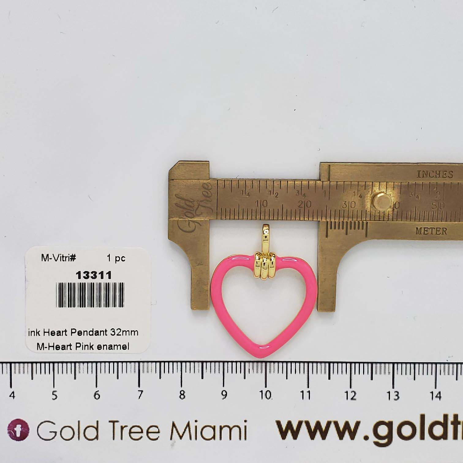 13311 32mm Pink Silhouette Heart Pendant